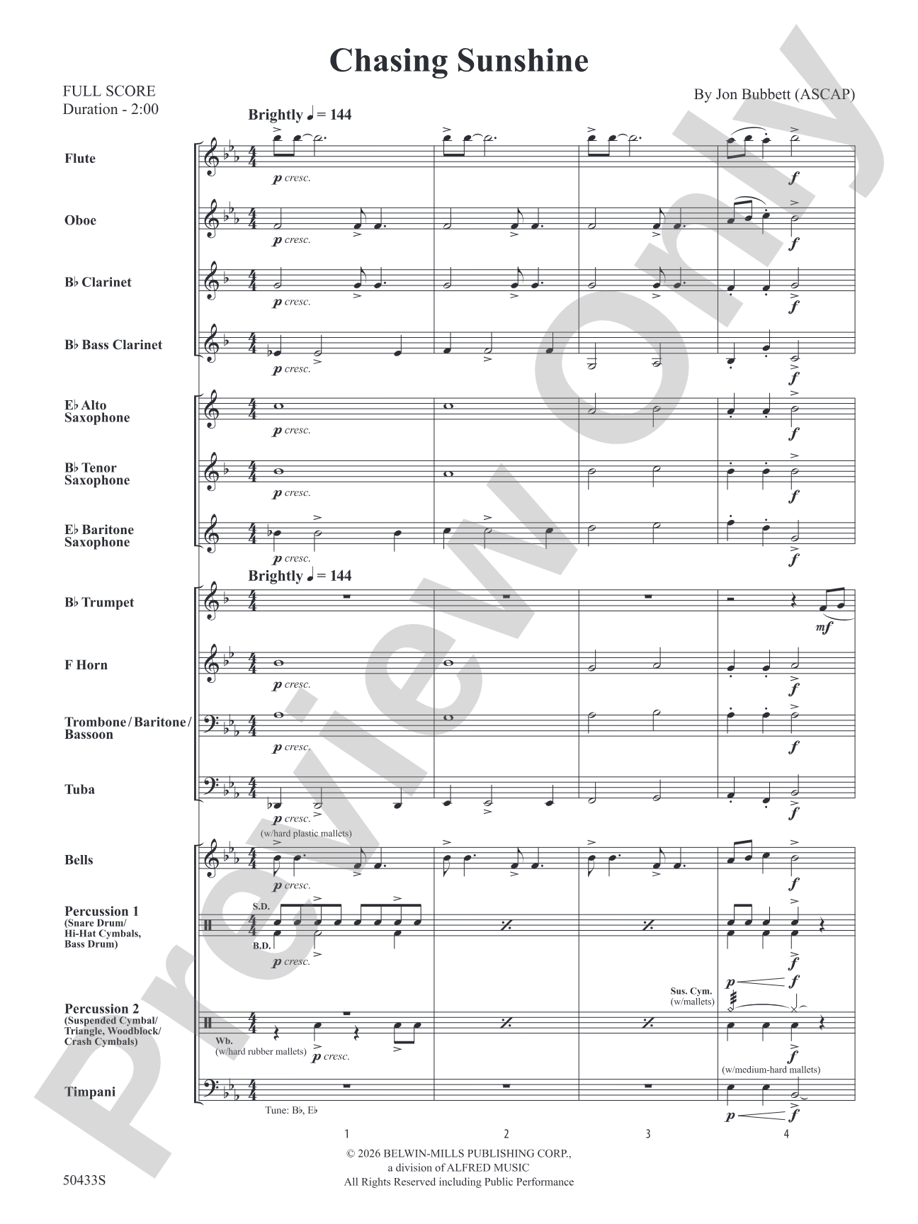 Chasing Sunshine: Concert Band Conductor Score & Parts