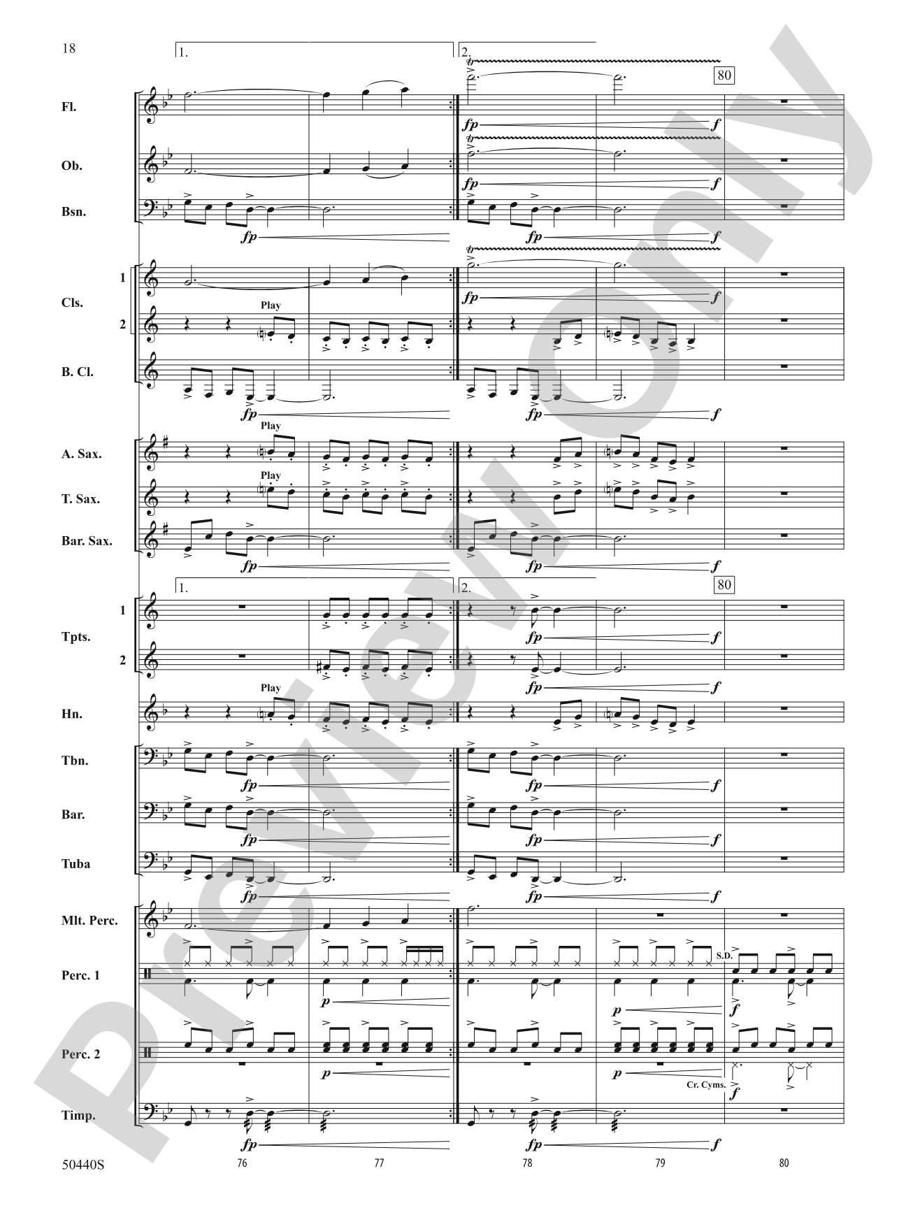 Further Derivations: Concert Band Conductor Score & Parts