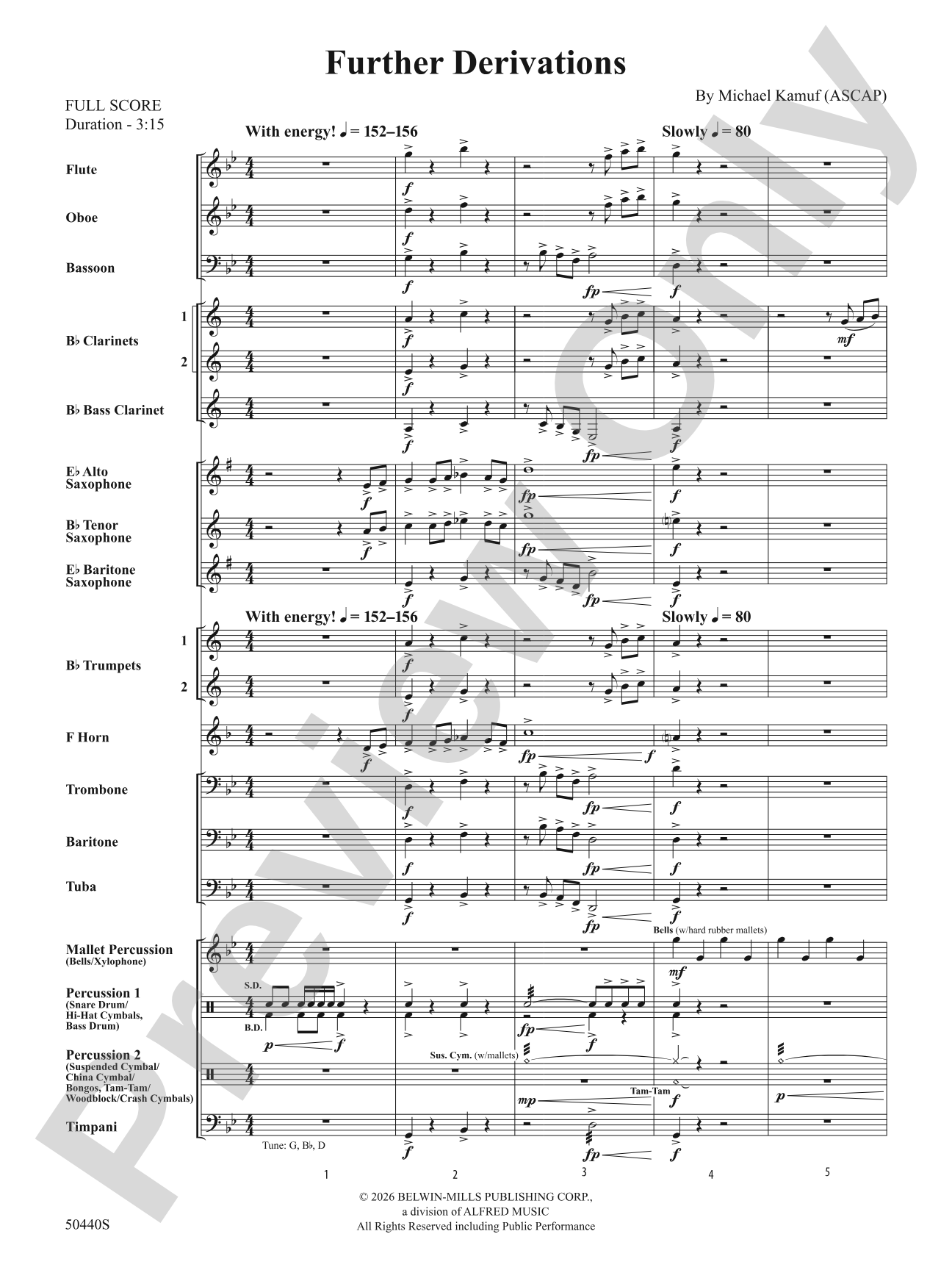Further Derivations: Concert Band Conductor Score & Parts