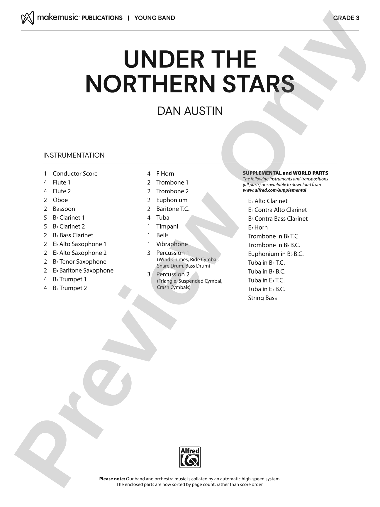 UNDER THE NORTHERN STARS/MYB: Concert Band Conductor Score & Parts