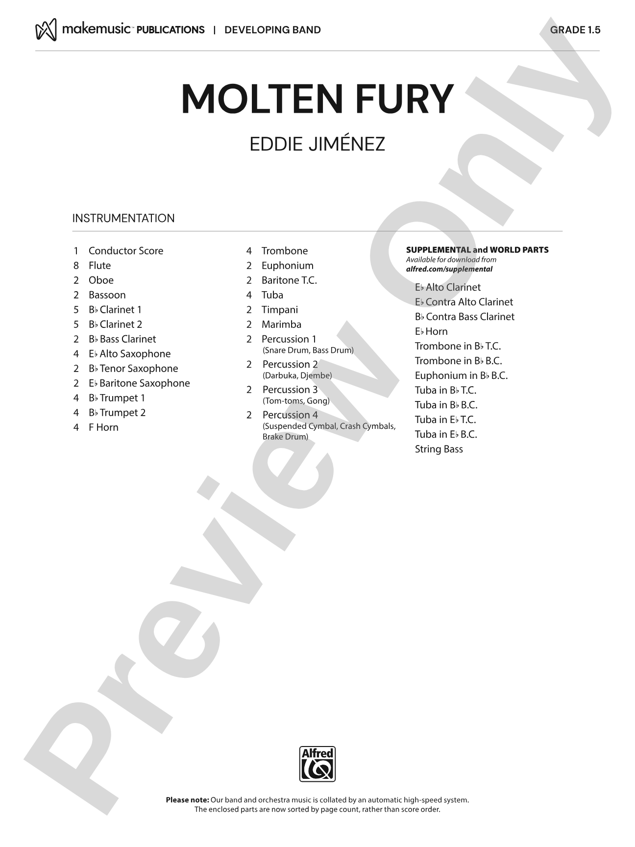 Molten Fury: Concert Band Conductor Score & Parts