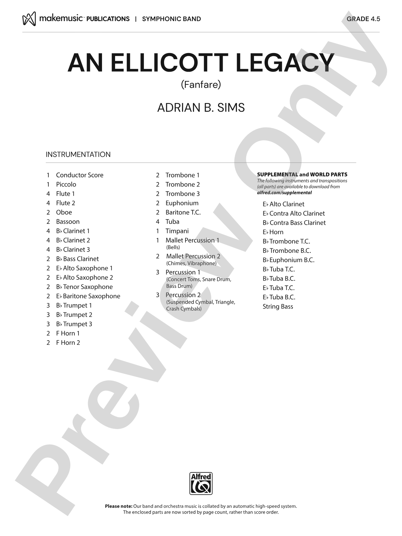 An Ellicott Legacy: Concert Band Conductor Score & Parts