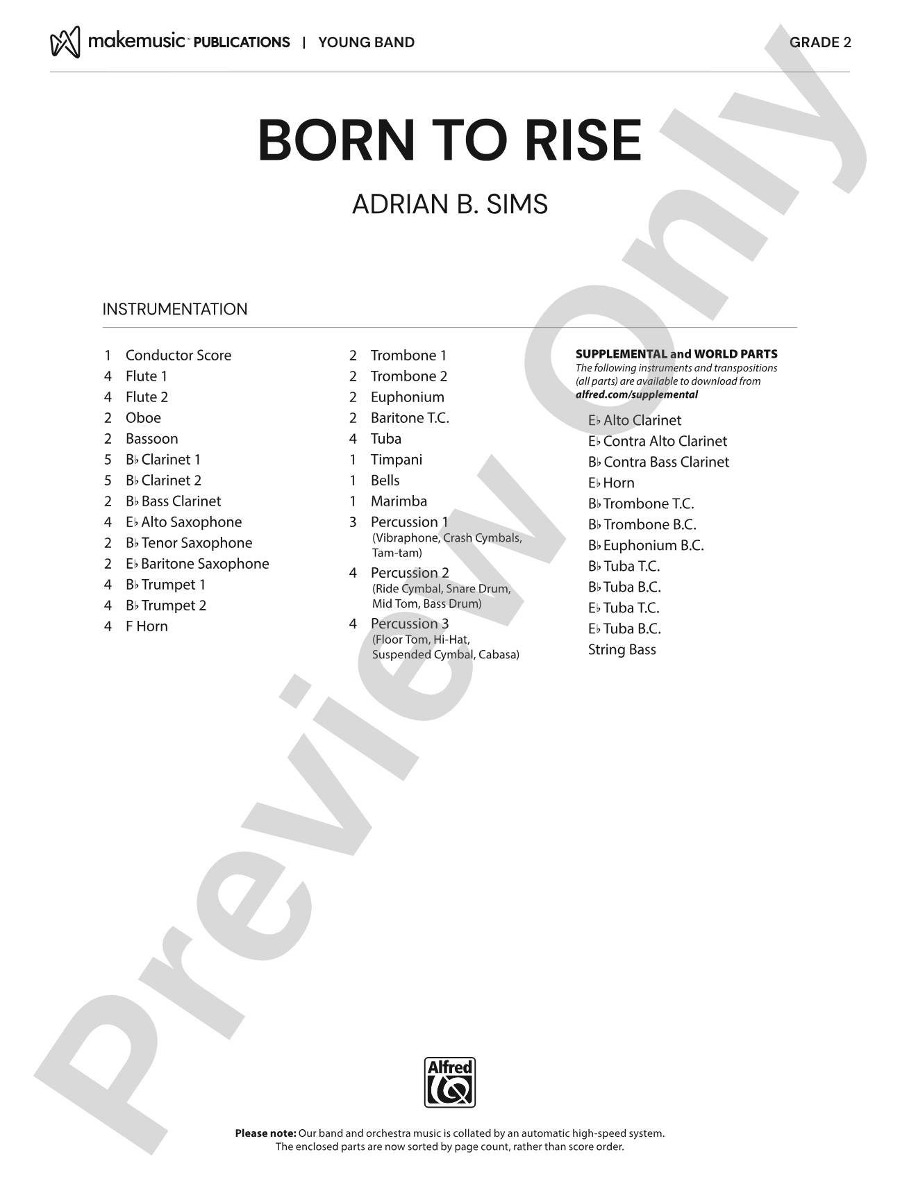 BORN TO RISE/MYB: Concert Band Conductor Score & Parts