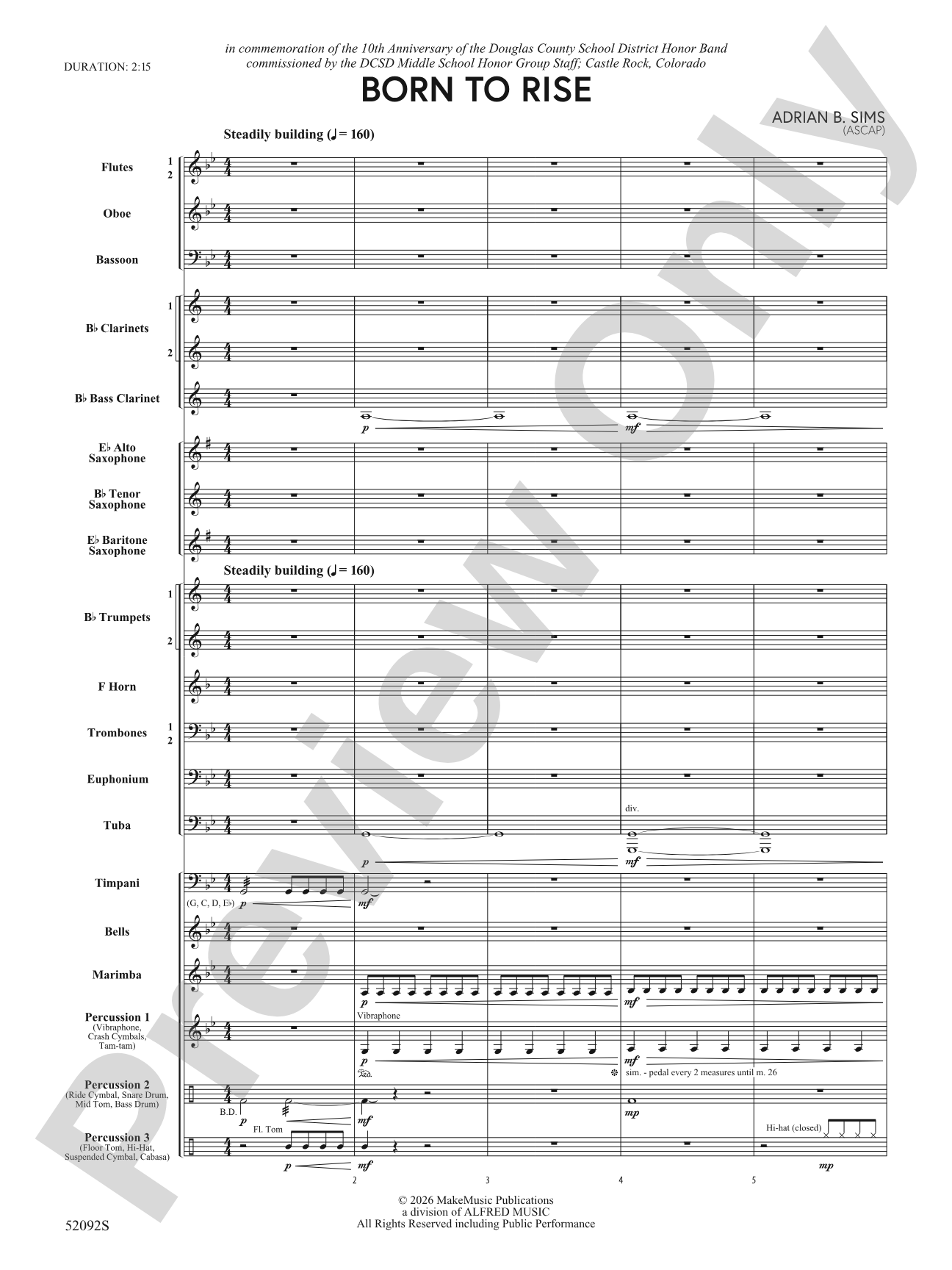 BORN TO RISE/MYB: Concert Band Conductor Score & Parts