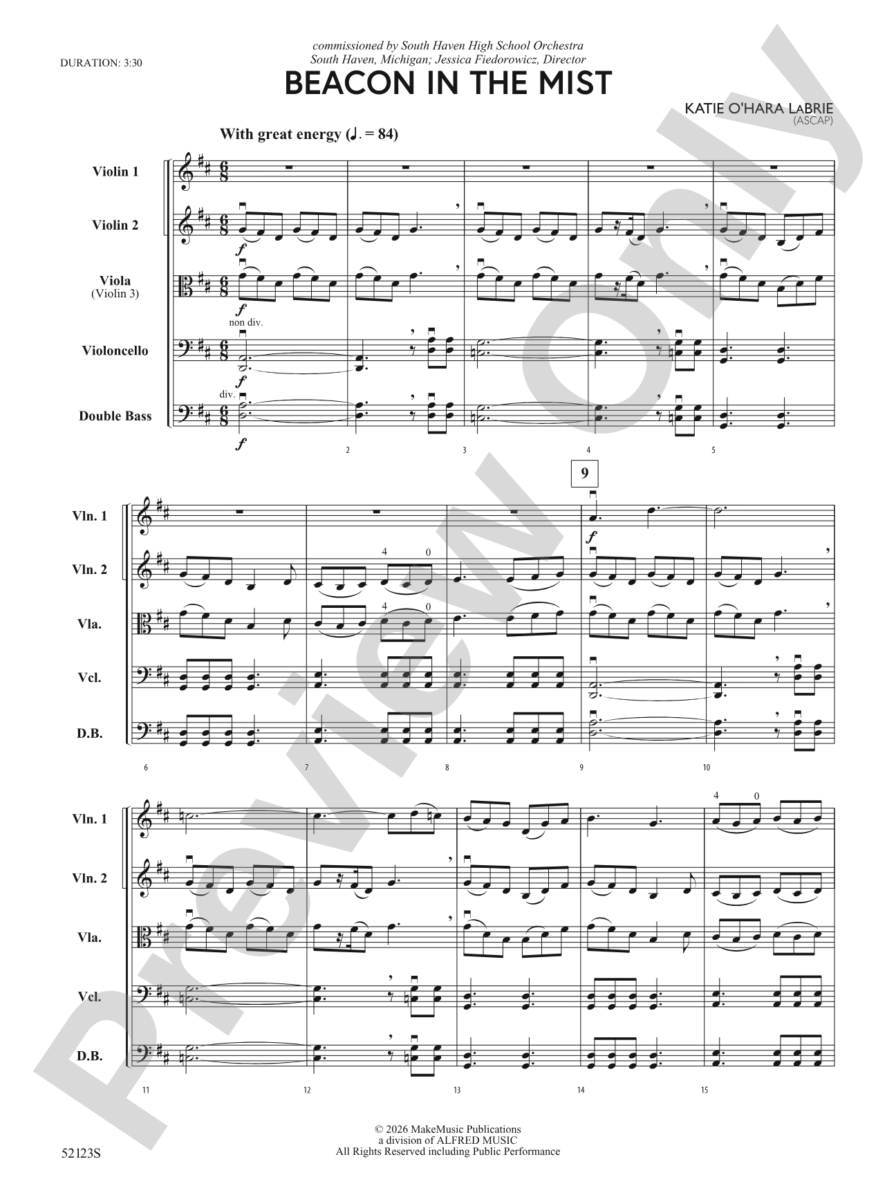 Beacon in the Mist: String Orchestra Conductor Score & Parts
