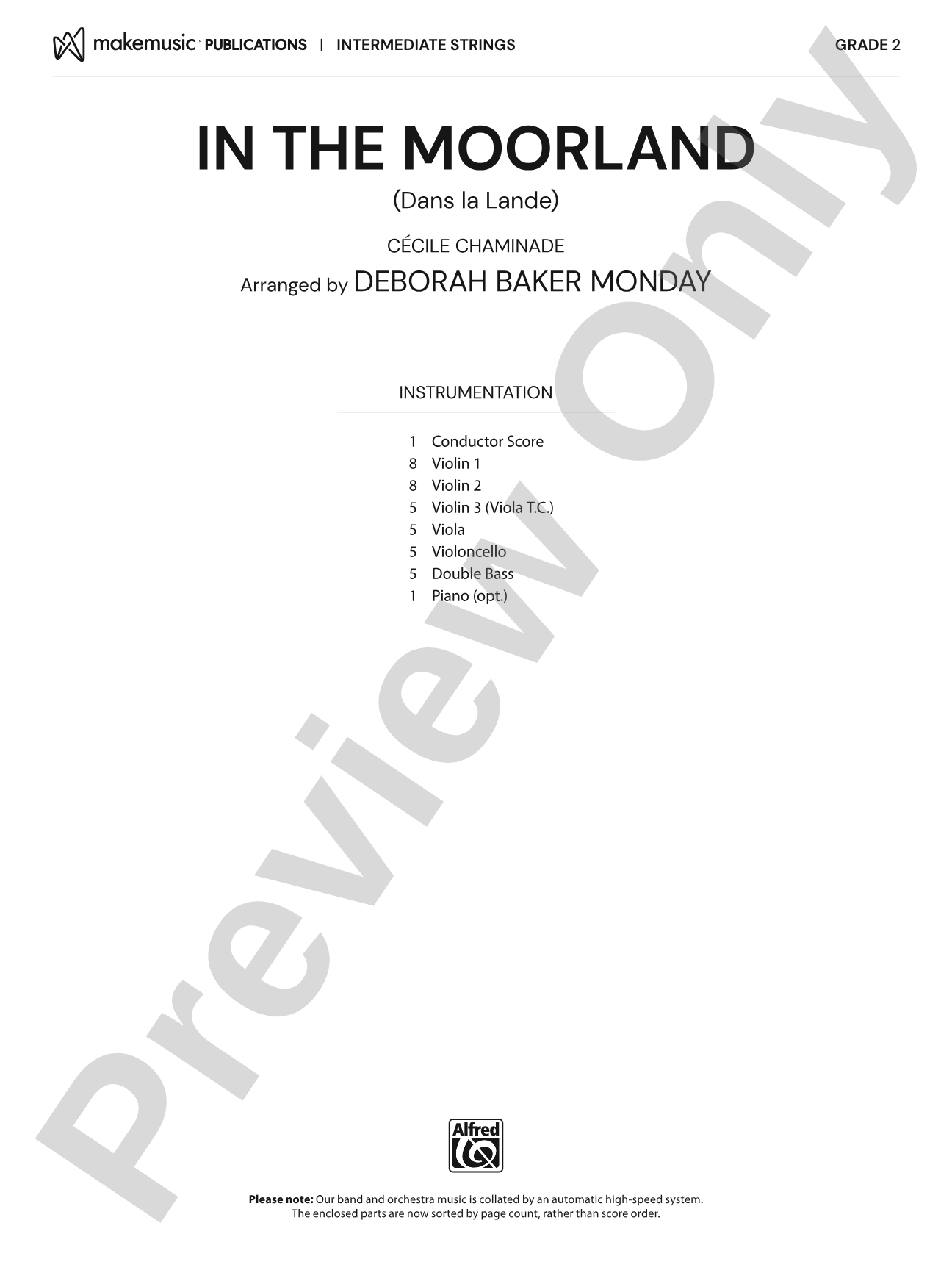 IN THE MOORLAND/MIS: String Orchestra Conductor Score & Parts
