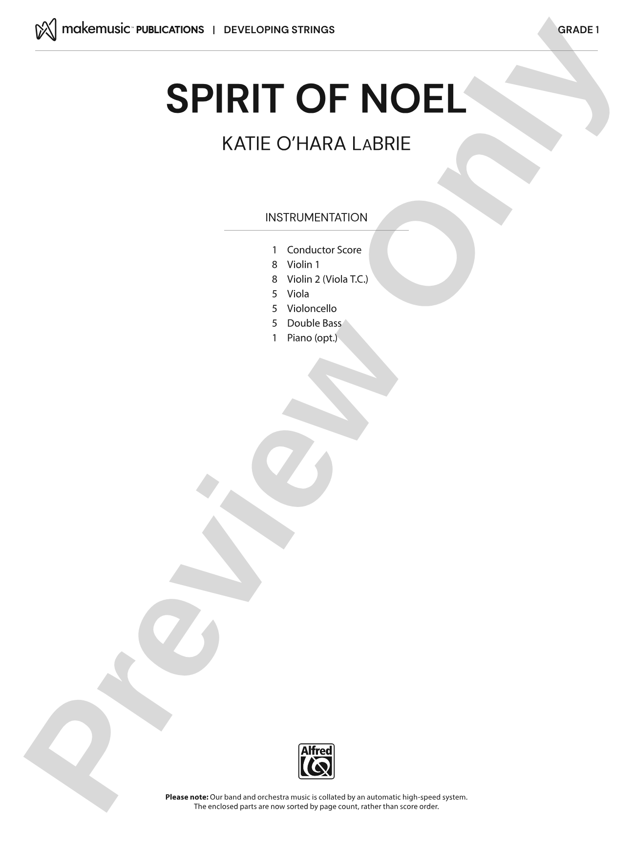 Spirit of Noel: String Orchestra Conductor Score & Parts