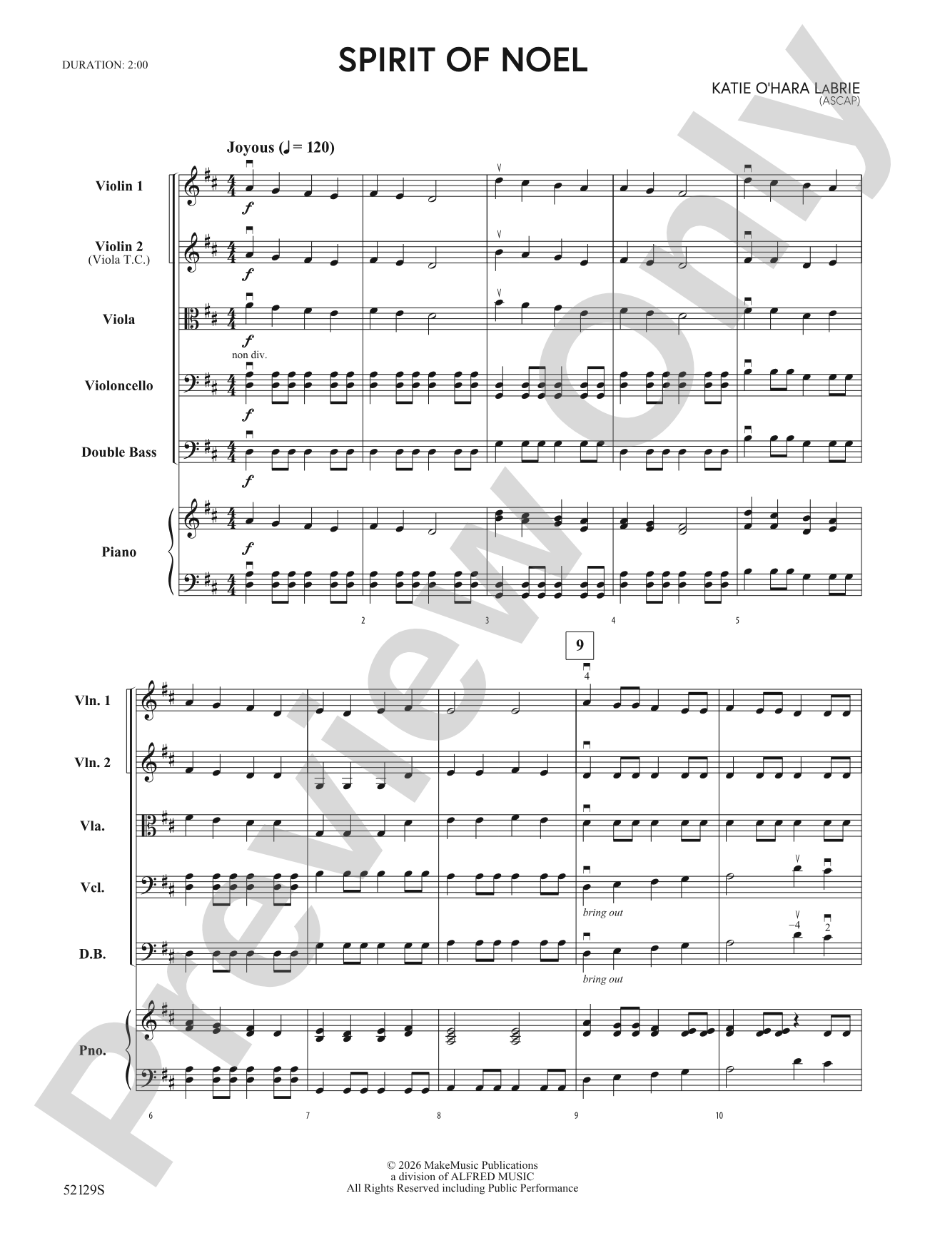 Spirit of Noel: String Orchestra Conductor Score & Parts