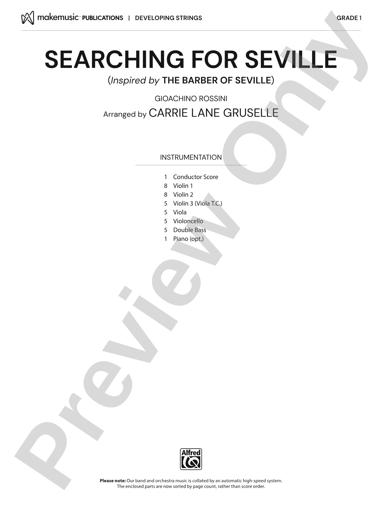 SEARCHING FOR SEVILLE/MDS: String Orchestra Conductor Score