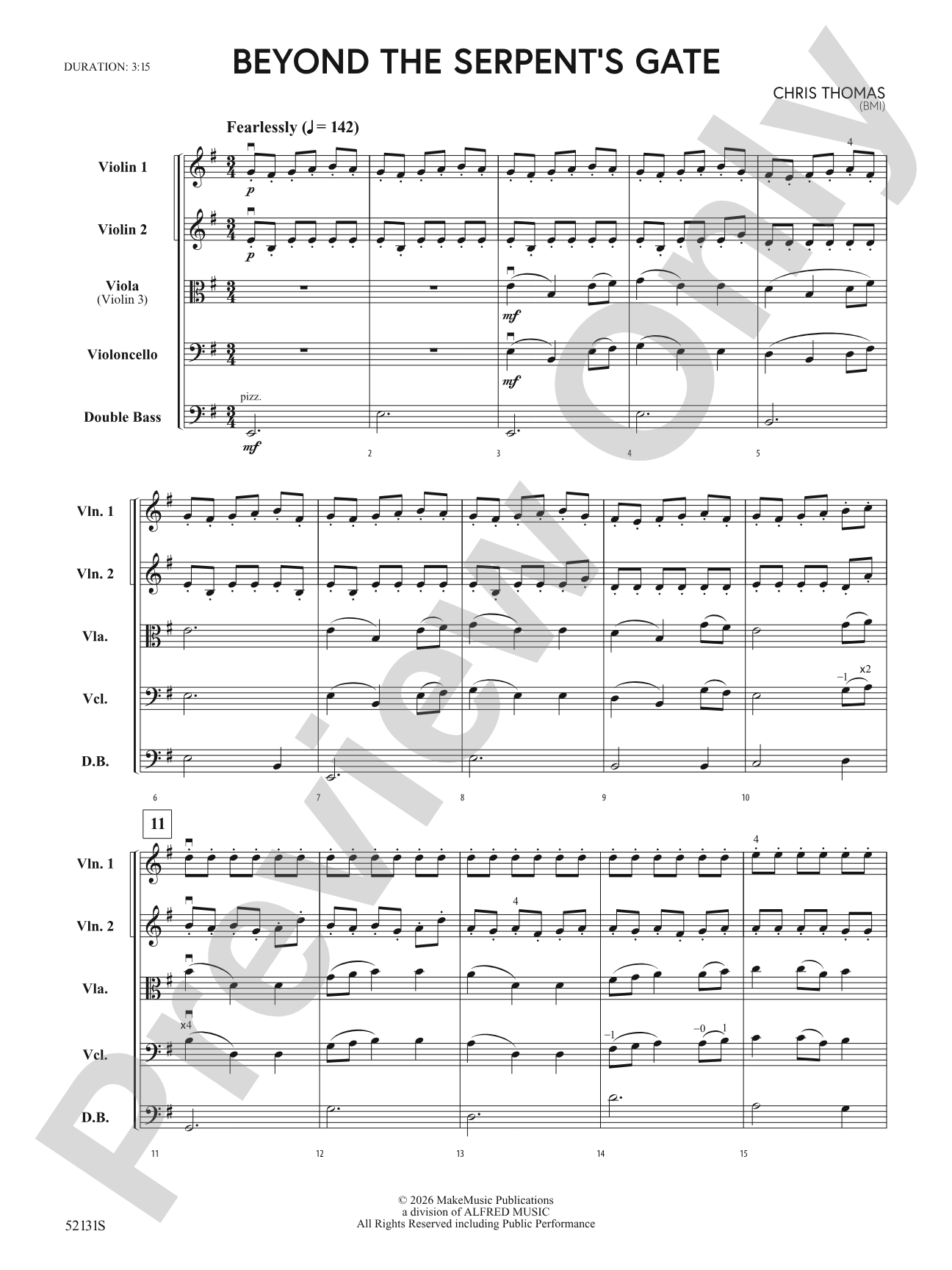 BEYOND THE SERPENTS GATE/MSY: String Orchestra Conductor Score & Parts