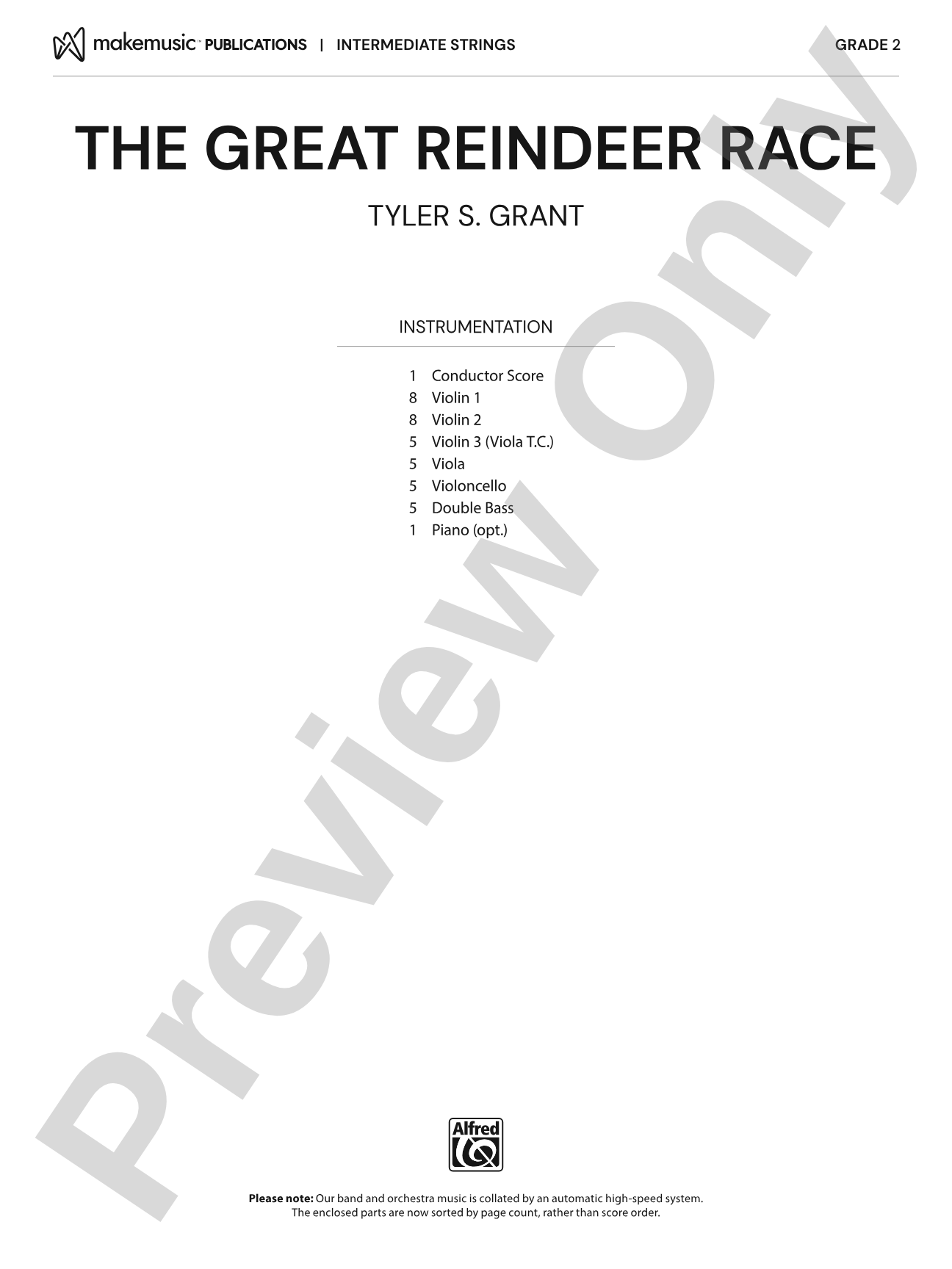 The Great Reindeer Race: String Orchestra Conductor Score & Parts