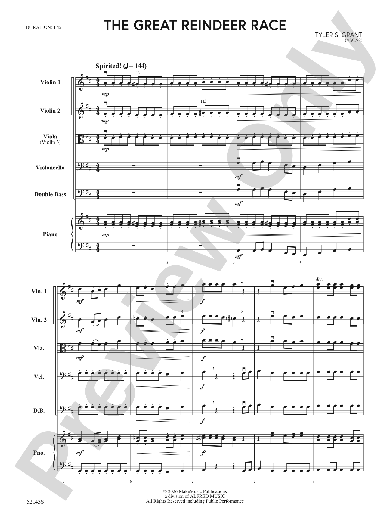 The Great Reindeer Race: String Orchestra Conductor Score & Parts