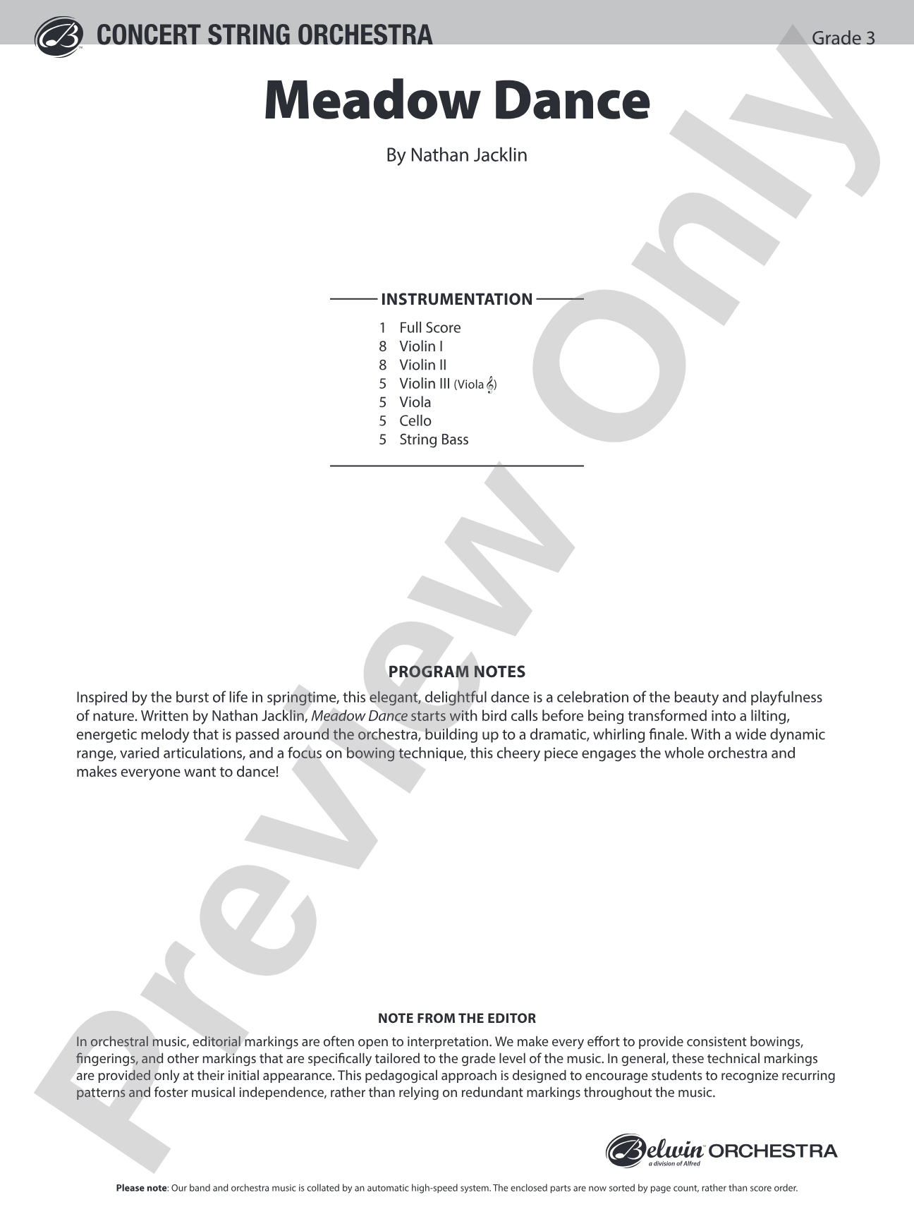 Meadow Dance: String Orchestra Conductor's Score & Parts