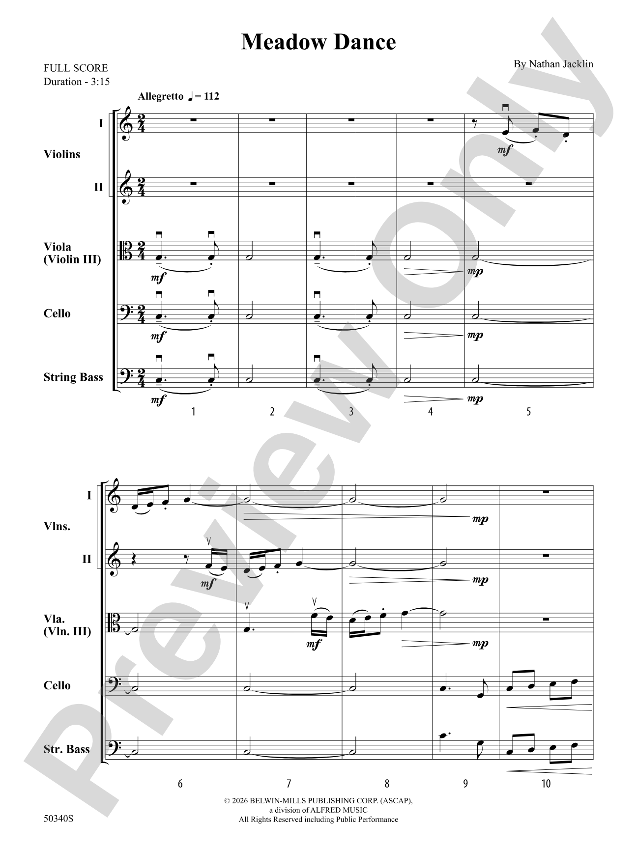 Meadow Dance: String Orchestra Conductor's Score & Parts