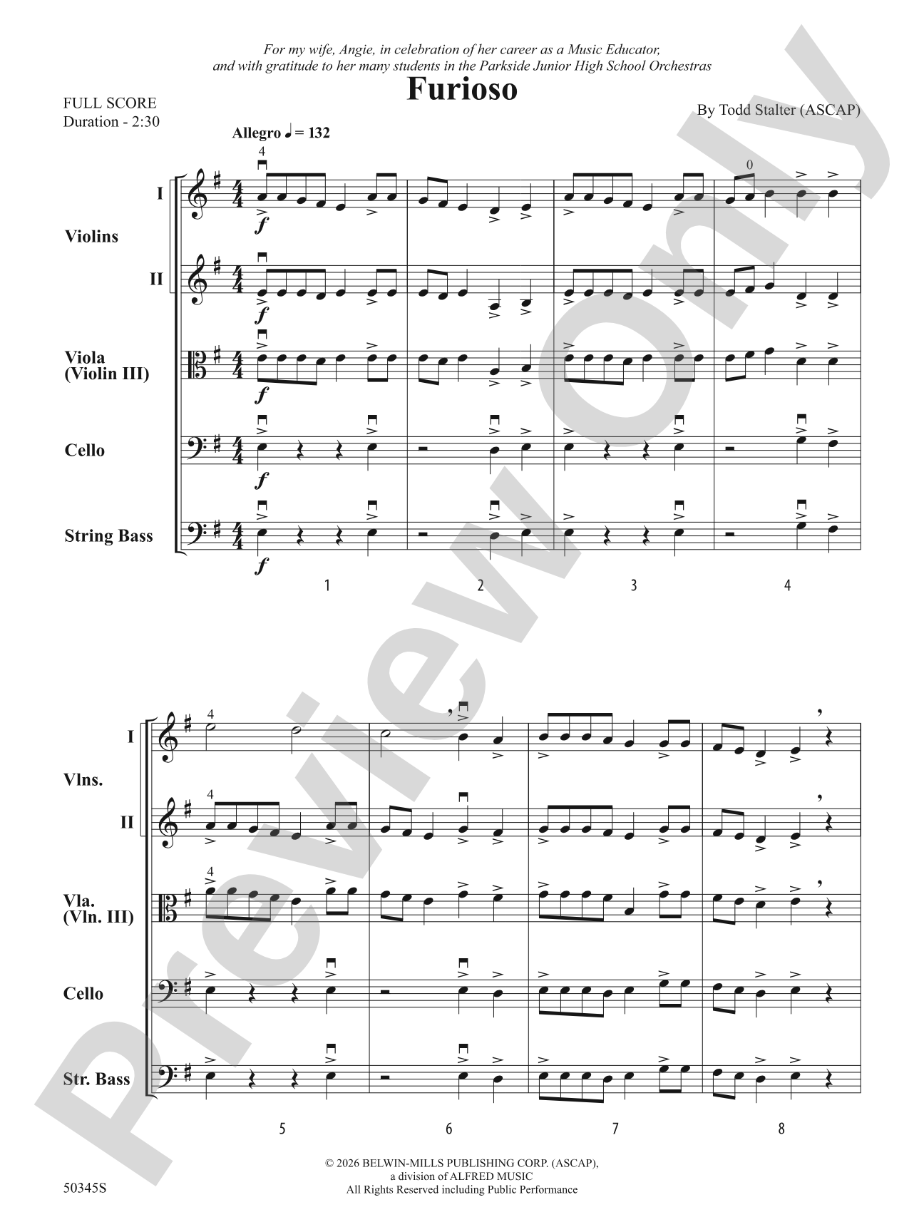 Furioso: String Orchestra Conductor Score & Parts