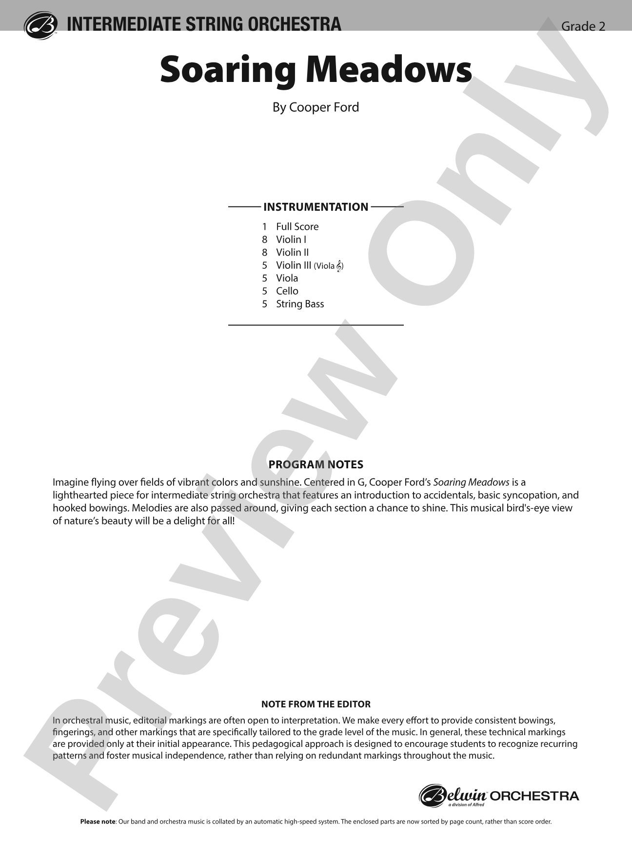 Soaring Meadows: String Orchestra Conductor Score & Parts