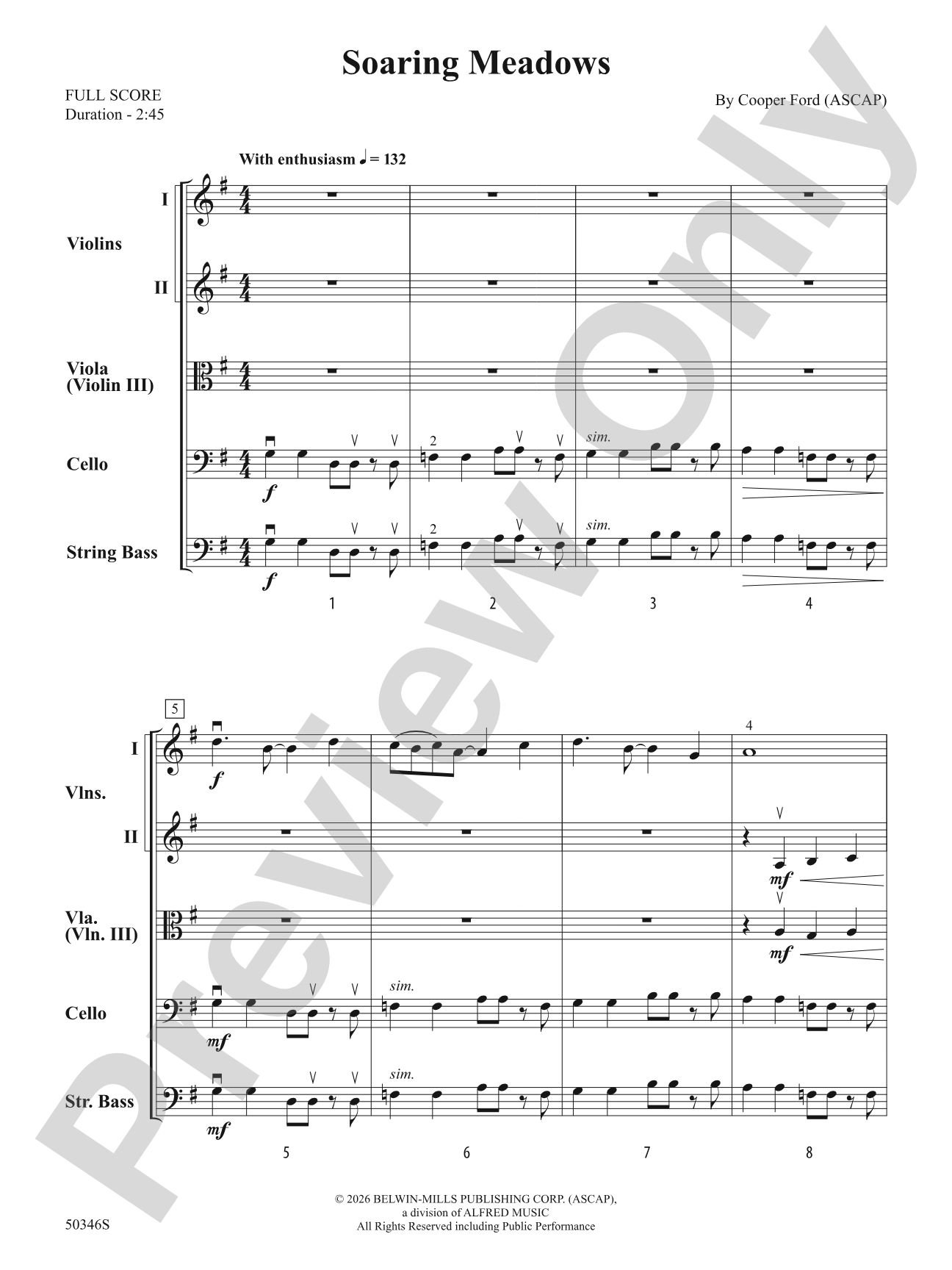 Soaring Meadows: String Orchestra Conductor Score & Parts