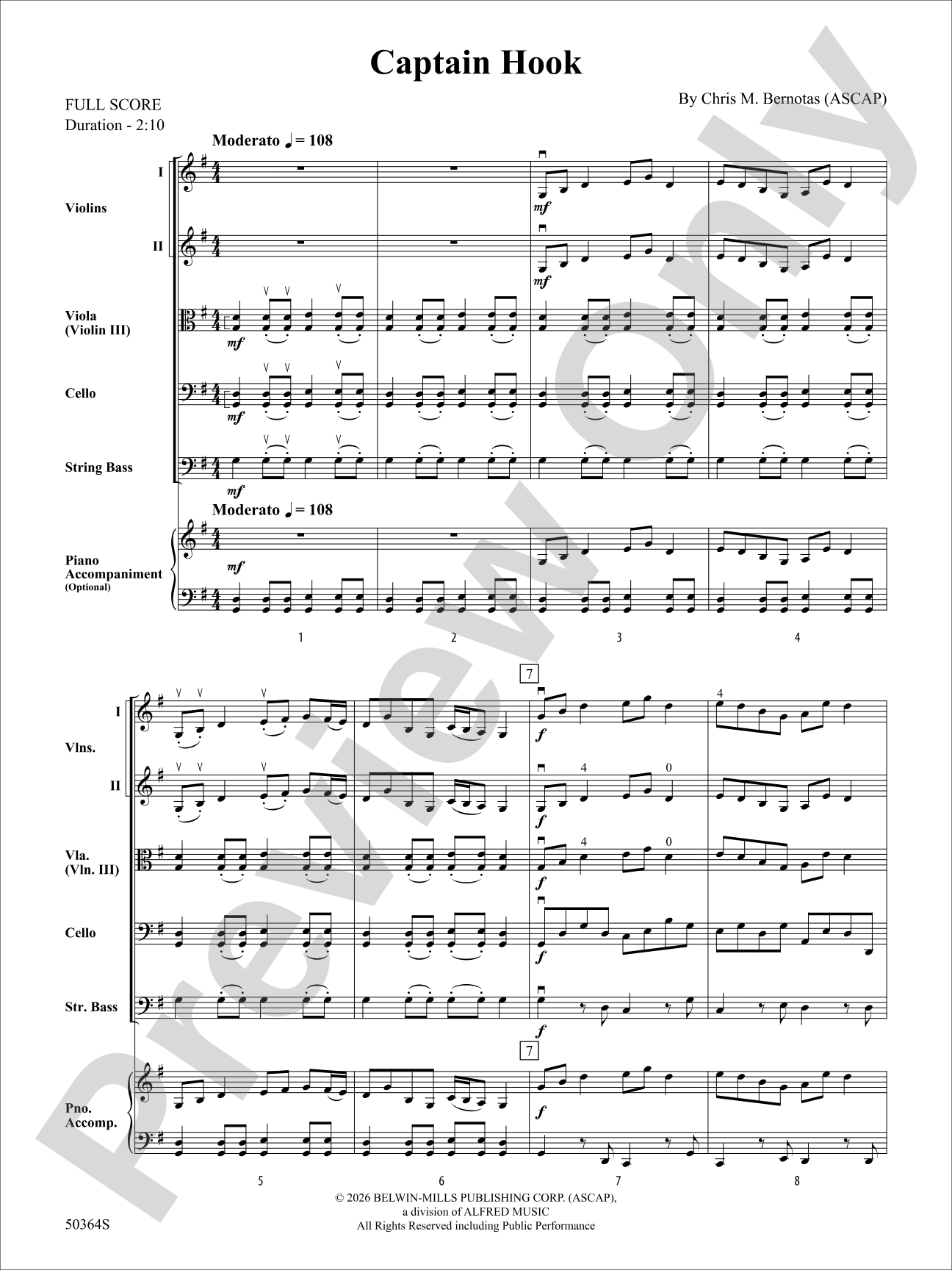 Captain Hook: String Orchestra Conductor Score & Parts