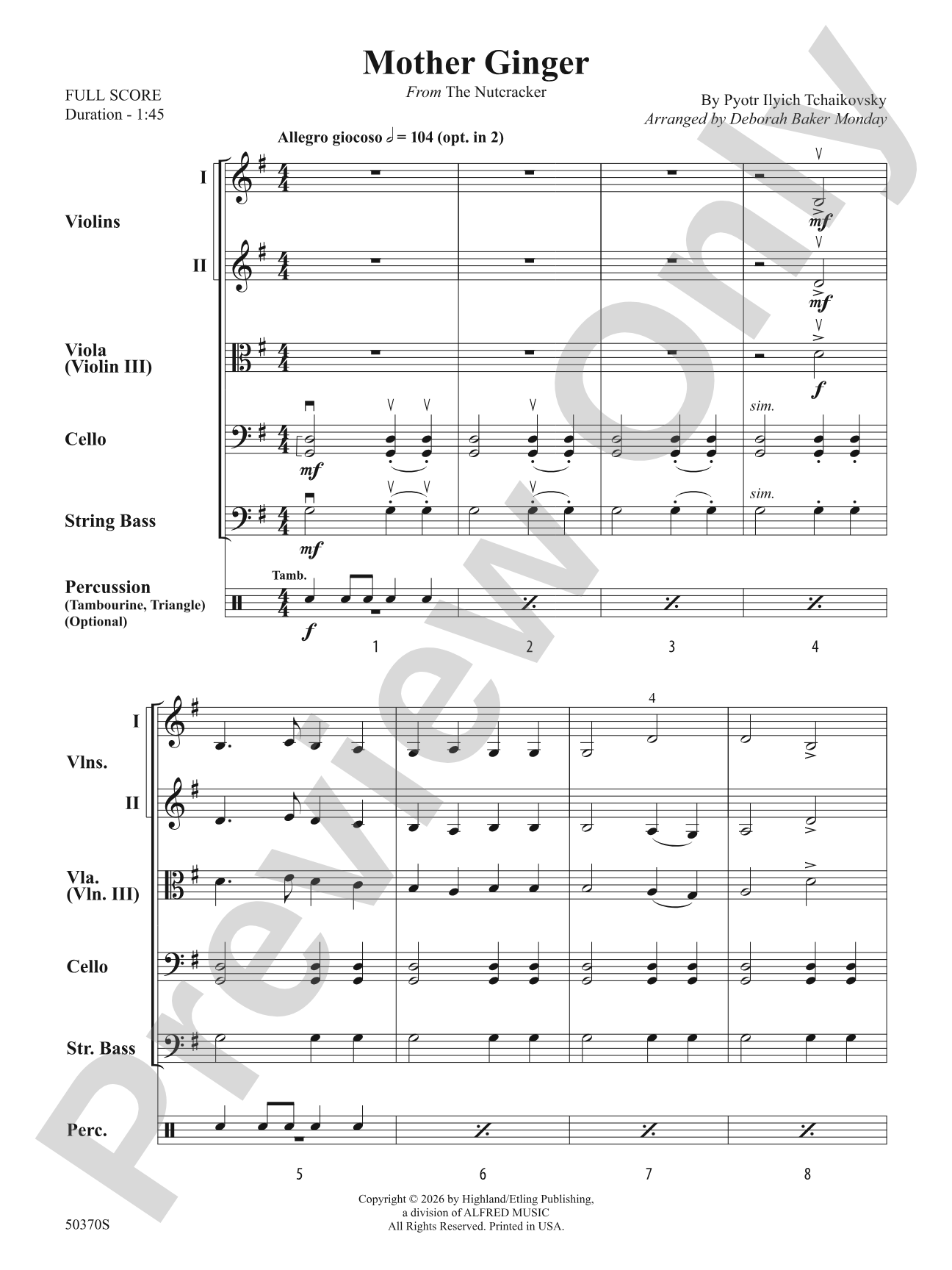 Mother Ginger: String Orchestra Conductor Score & Parts