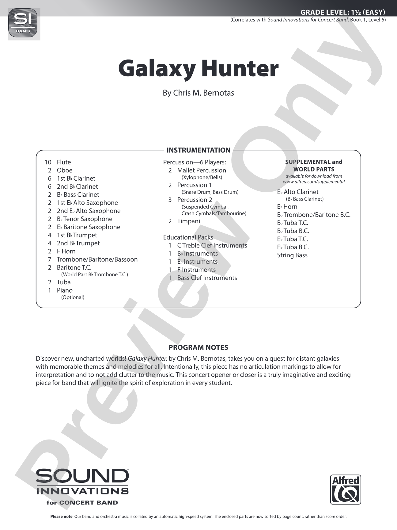 Galaxy Hunter: Concert Band Conductor Score & Parts