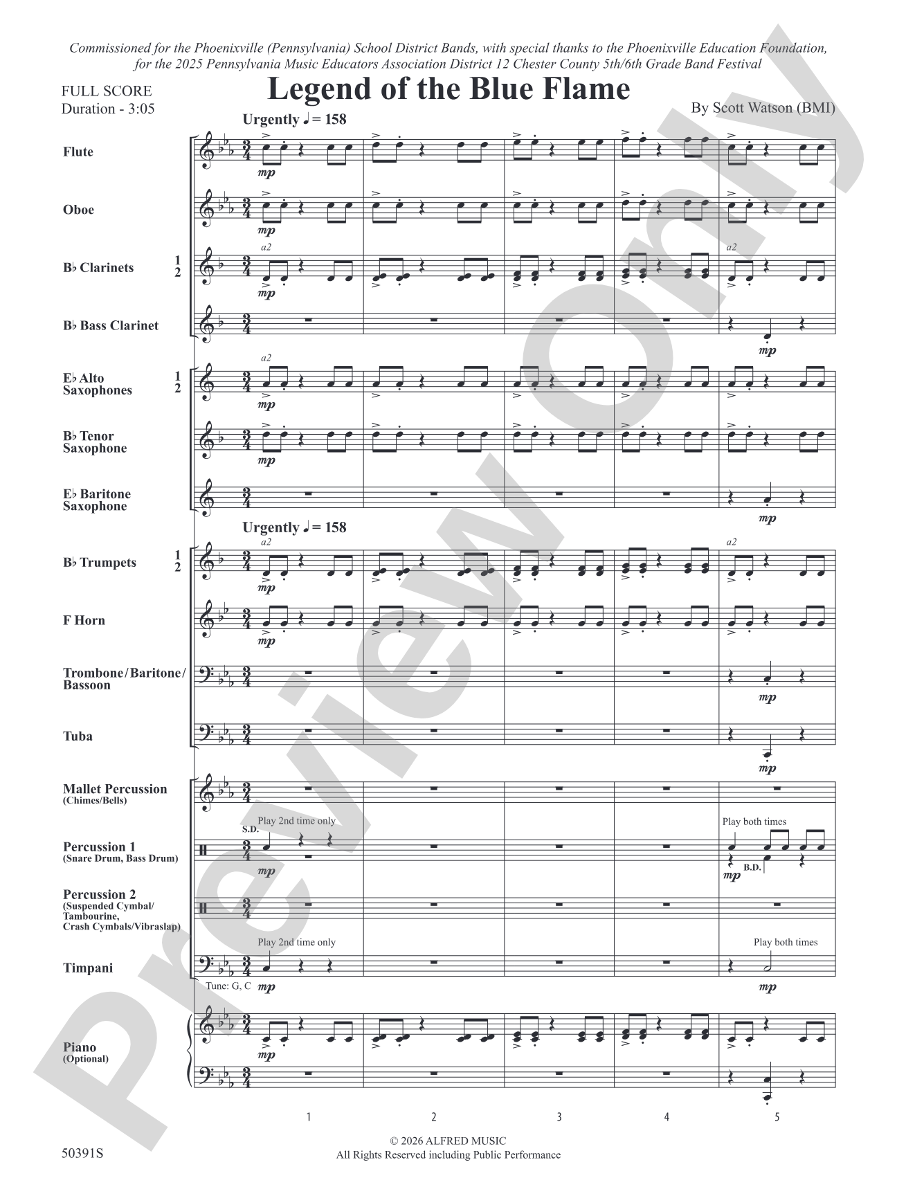 Legend of the Blue Flame: Concert Band Conductor Score & Parts