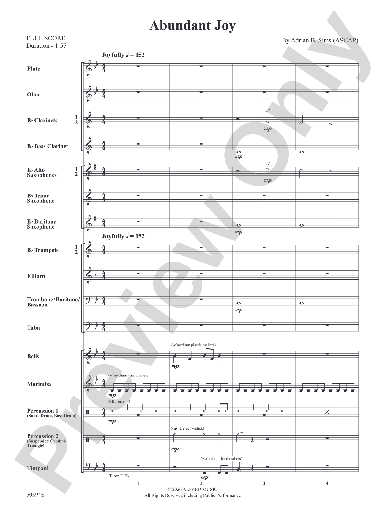 Abundant Joy: Concert Band Conductor Score & Parts