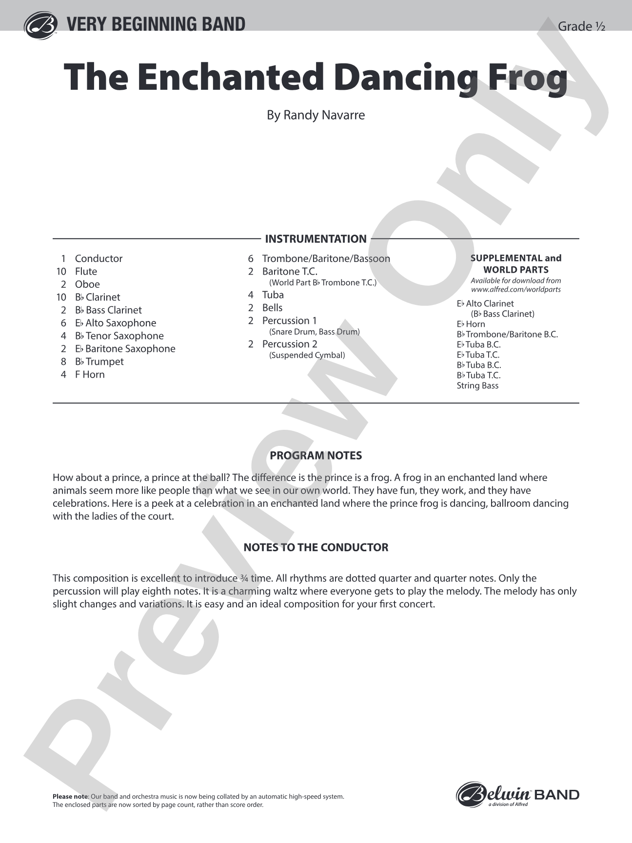 The Enchanted Dancing Frog: Concert Band Conductor Score & Parts