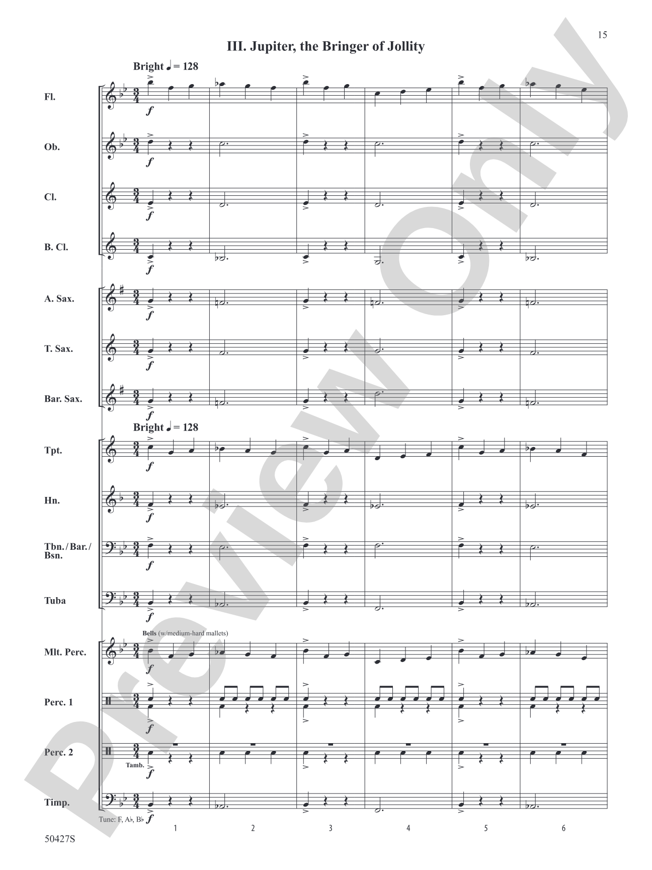 Suite from The Planets: Concert Band Conductor Score & Parts