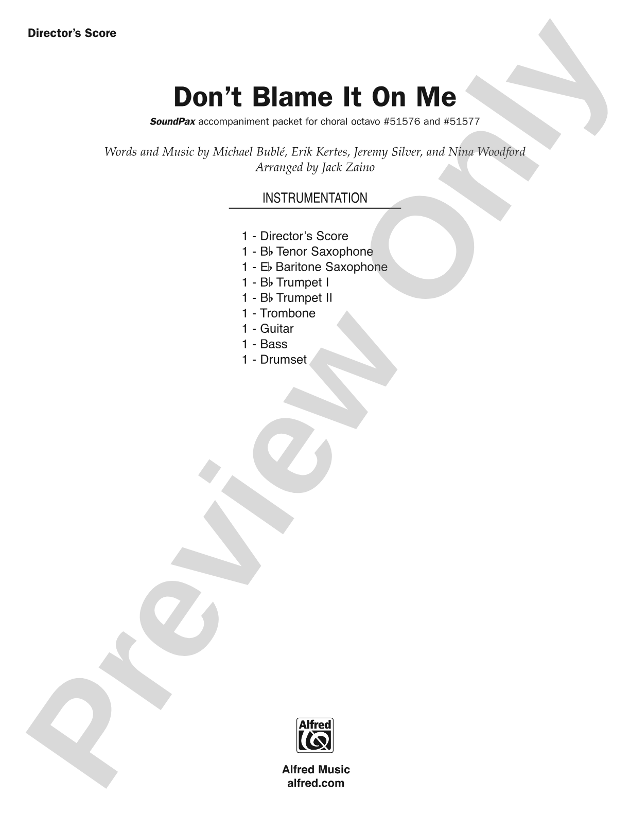 Don't Blame It on Me: Choral Octavo SoundPax