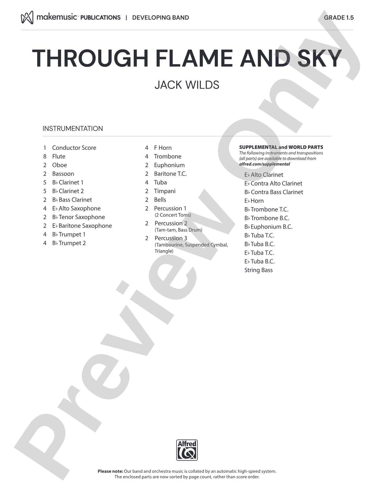 Through Flame and Sky: Concert Band Conductor Score & Parts