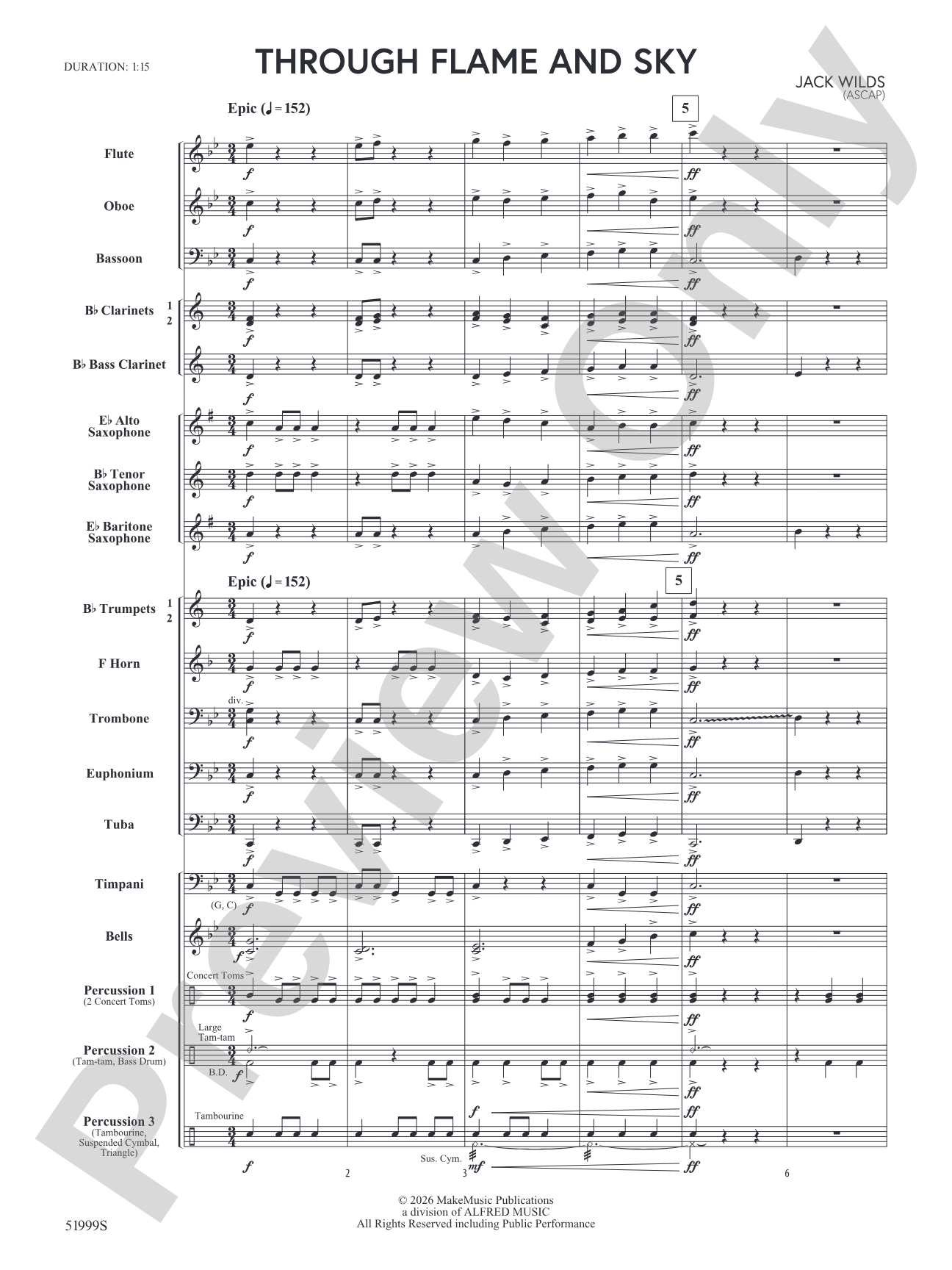 Through Flame and Sky: Concert Band Conductor Score & Parts