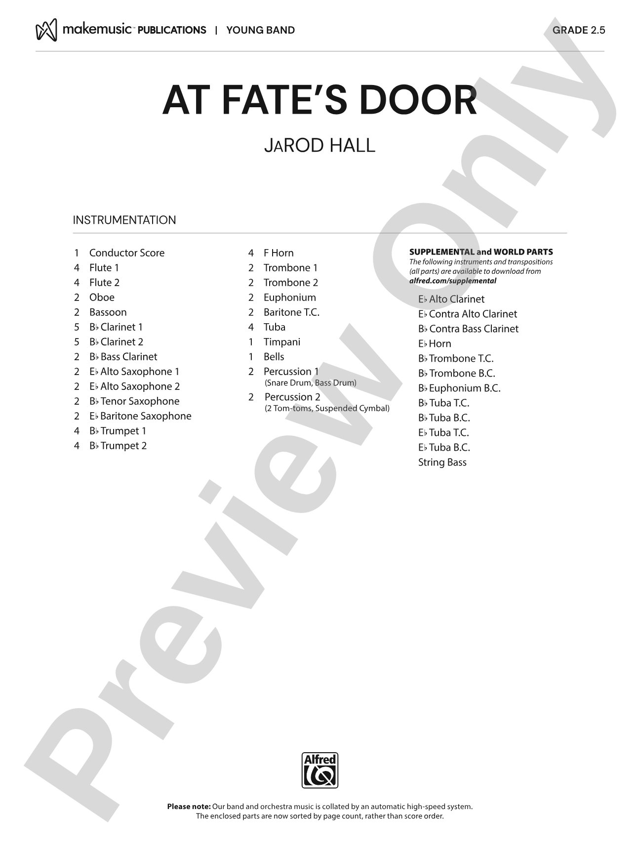 At Fate's Door: Concert Band Conductor Score & Parts