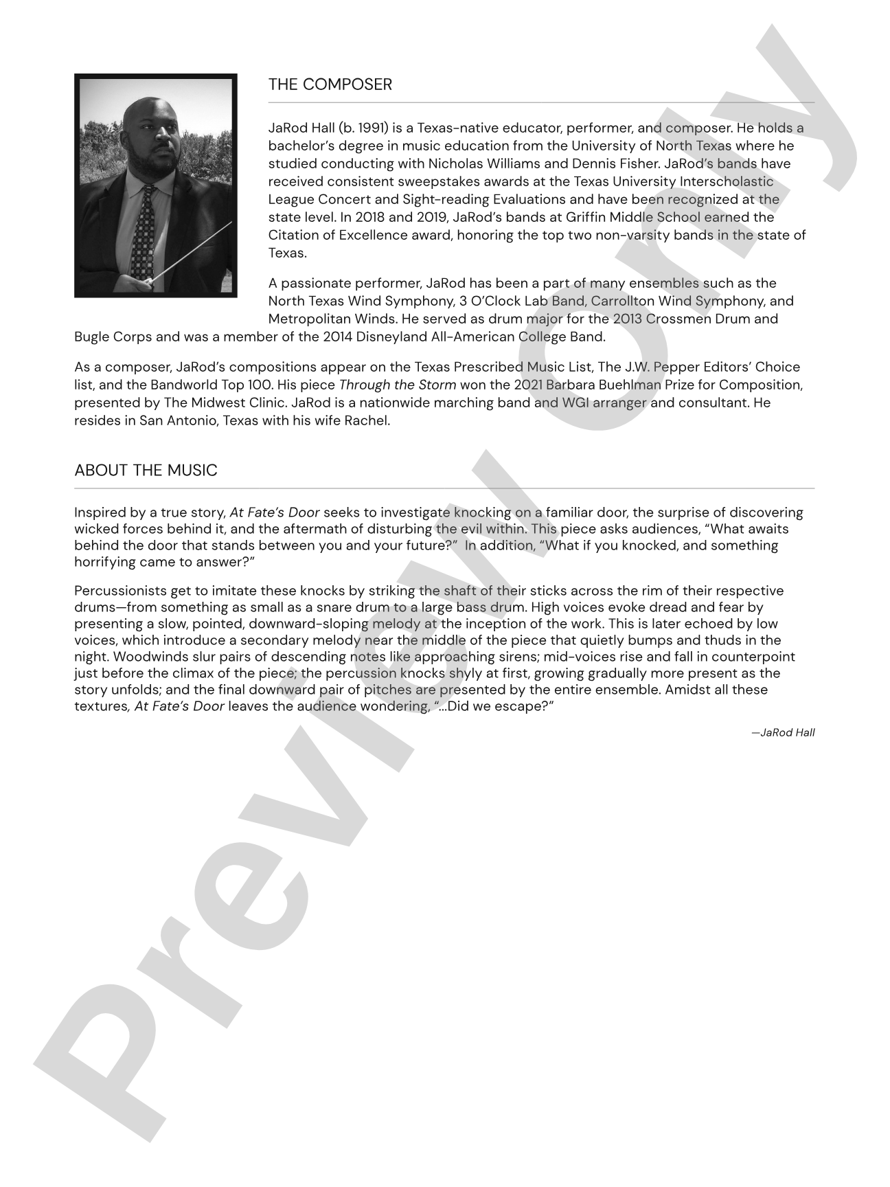 At Fate's Door: Concert Band Conductor Score & Parts