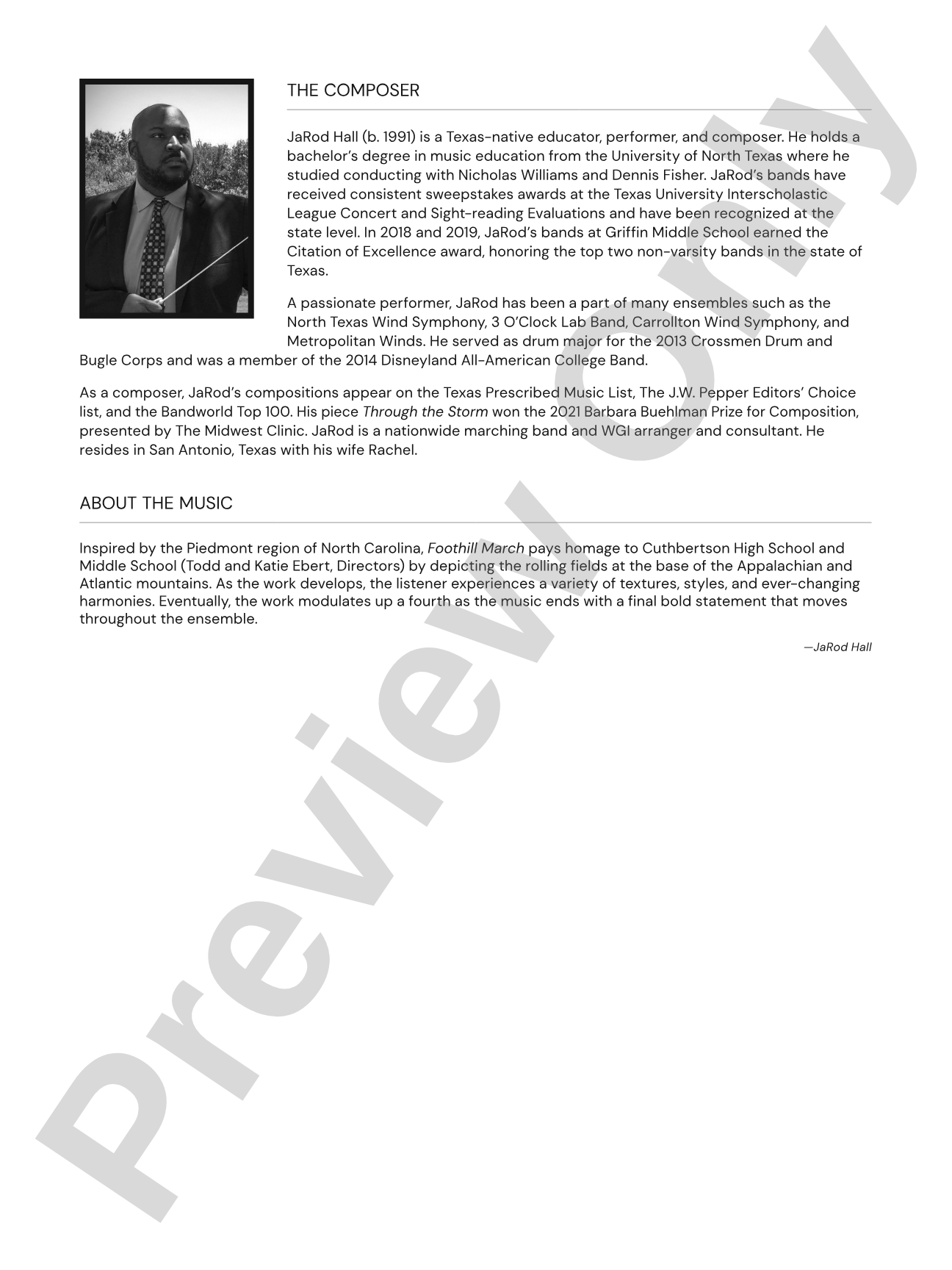 Foothill March: Concert Band Conductor Score & Parts
