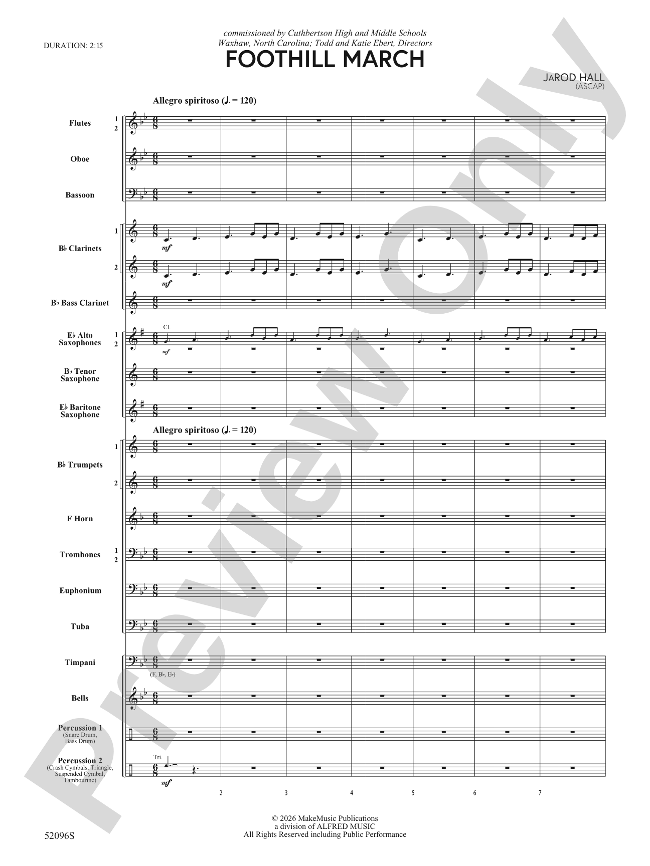 Foothill March: Concert Band Conductor Score & Parts
