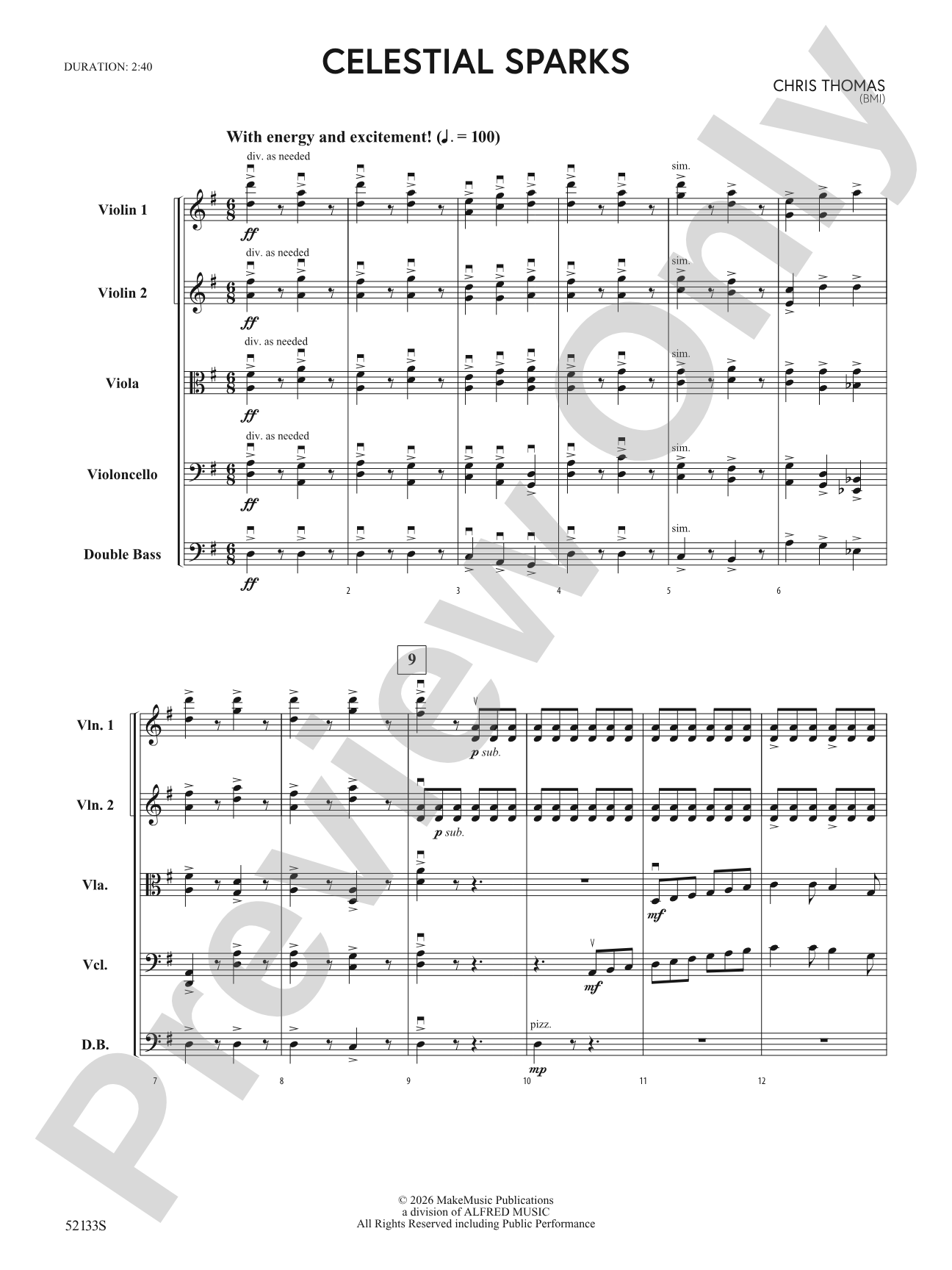 Celestial Sparks: String Orchestra Conductor Score & Parts