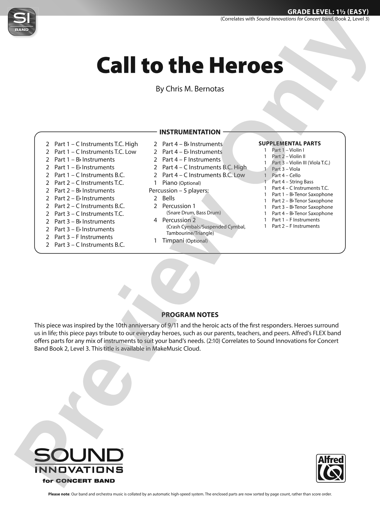 Call to the Heroes: Flexible Band/String Ensemble Score & Parts