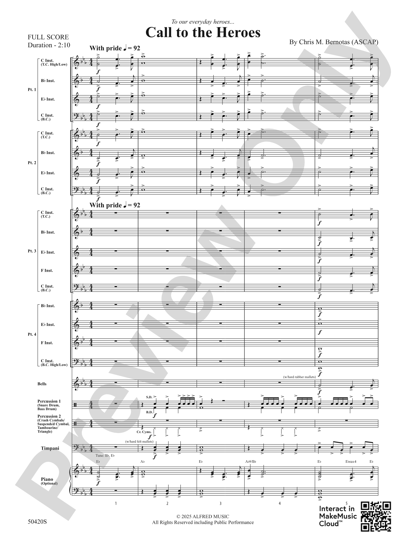 Call to the Heroes: Flexible Band/String Ensemble Score & Parts