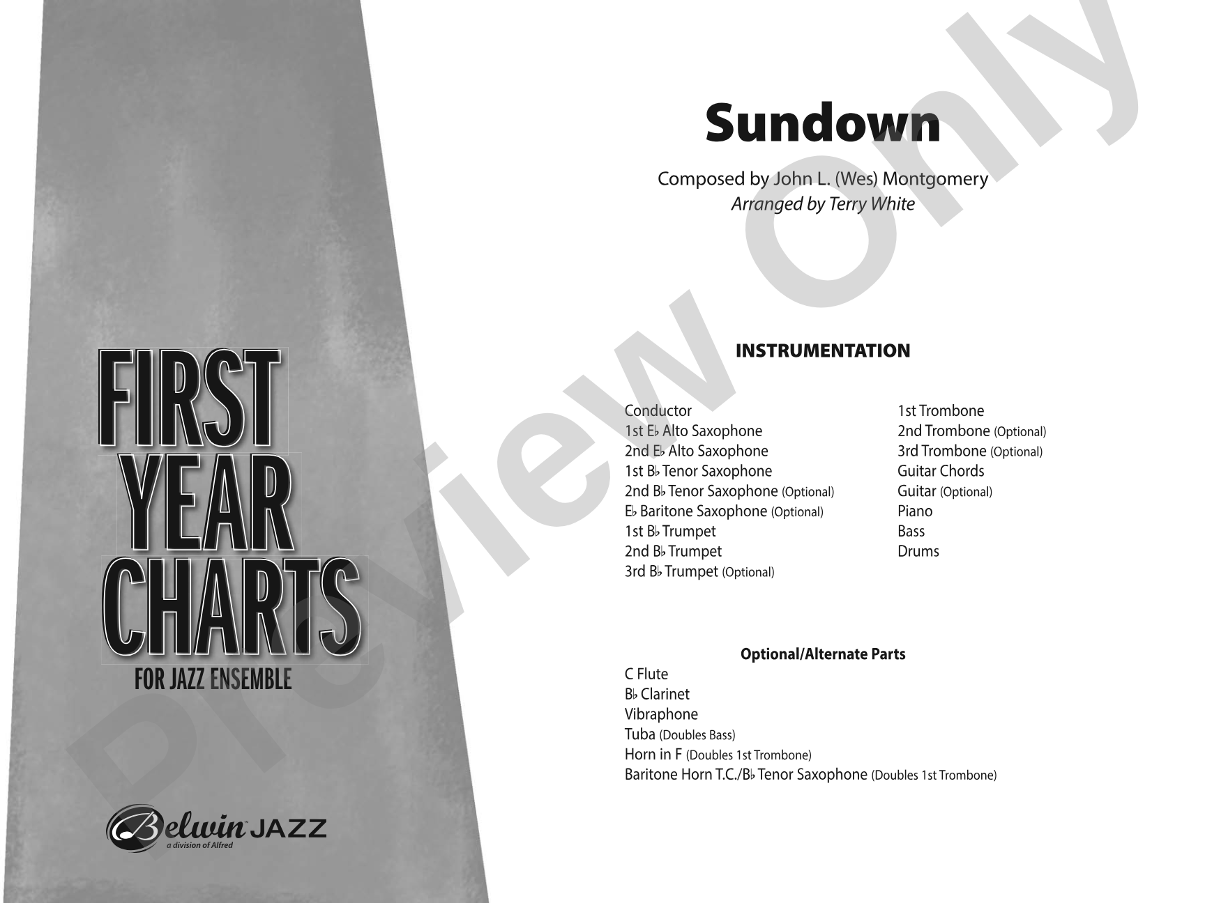 Sundown: Jazz Ensemble Conductor Score & Parts