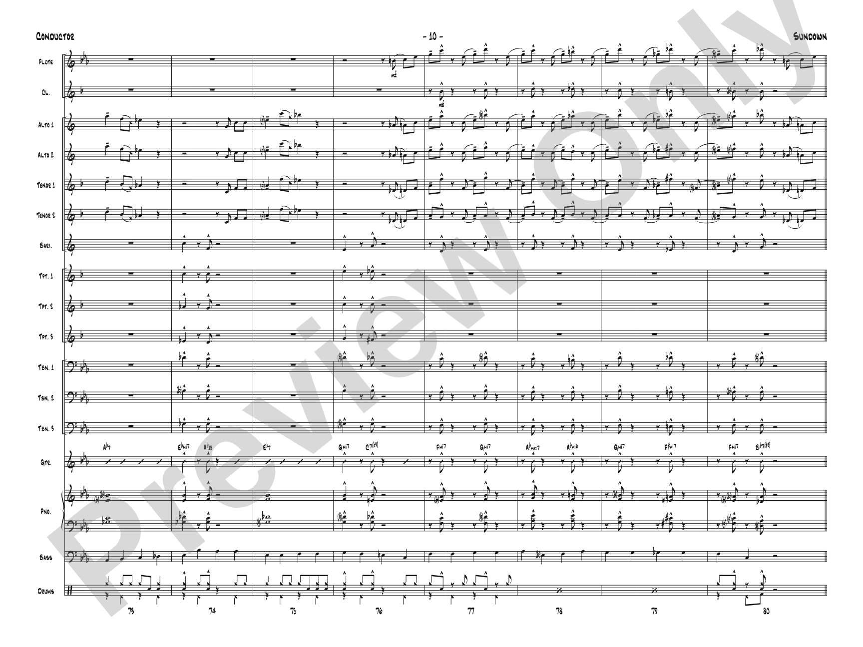 Sundown: Jazz Ensemble Conductor Score & Parts