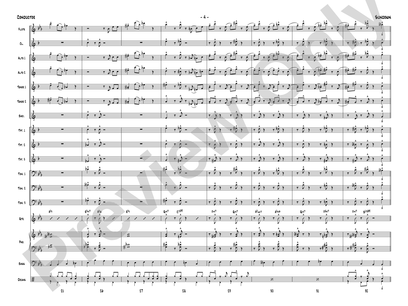 Sundown: Jazz Ensemble Conductor Score & Parts