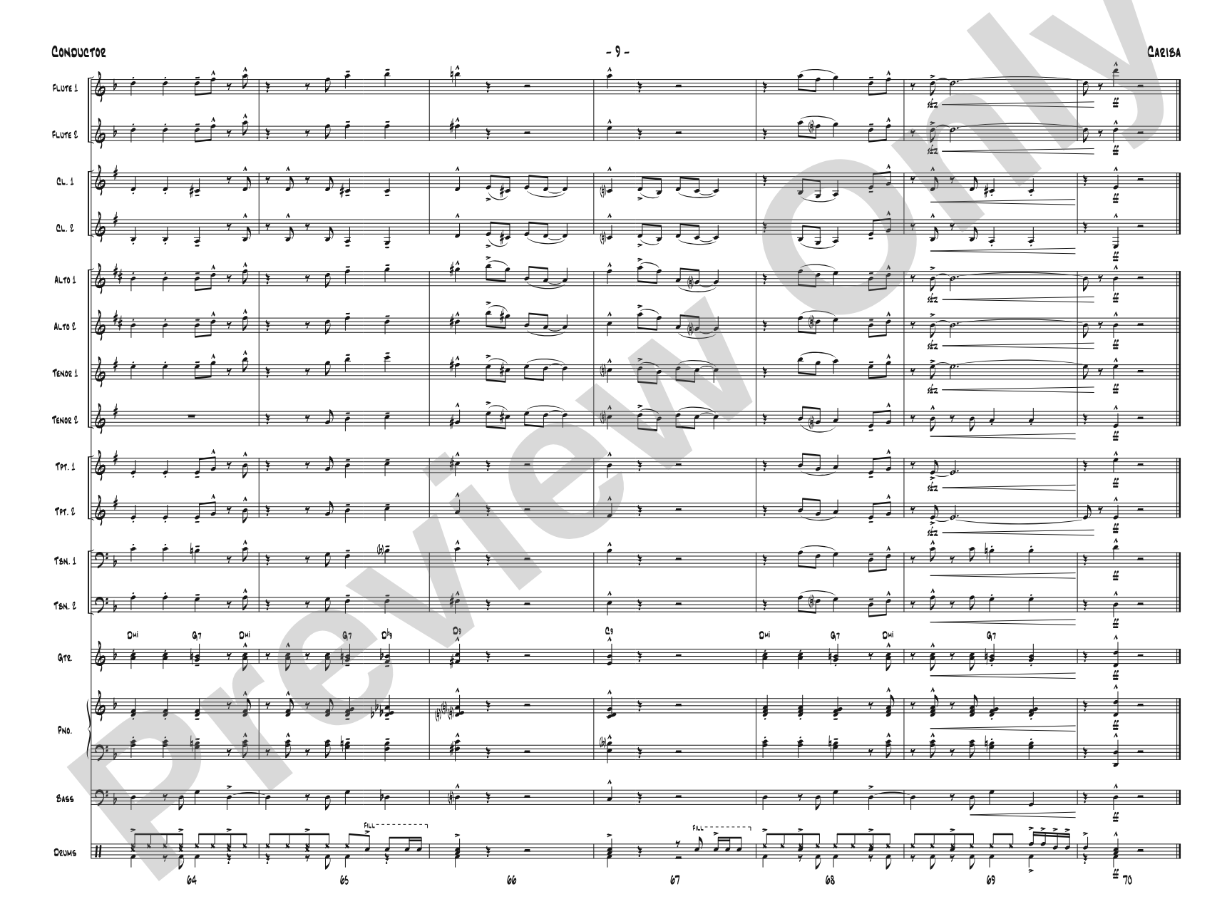 Cariba: Jazz Ensemble Conductor Score & Parts