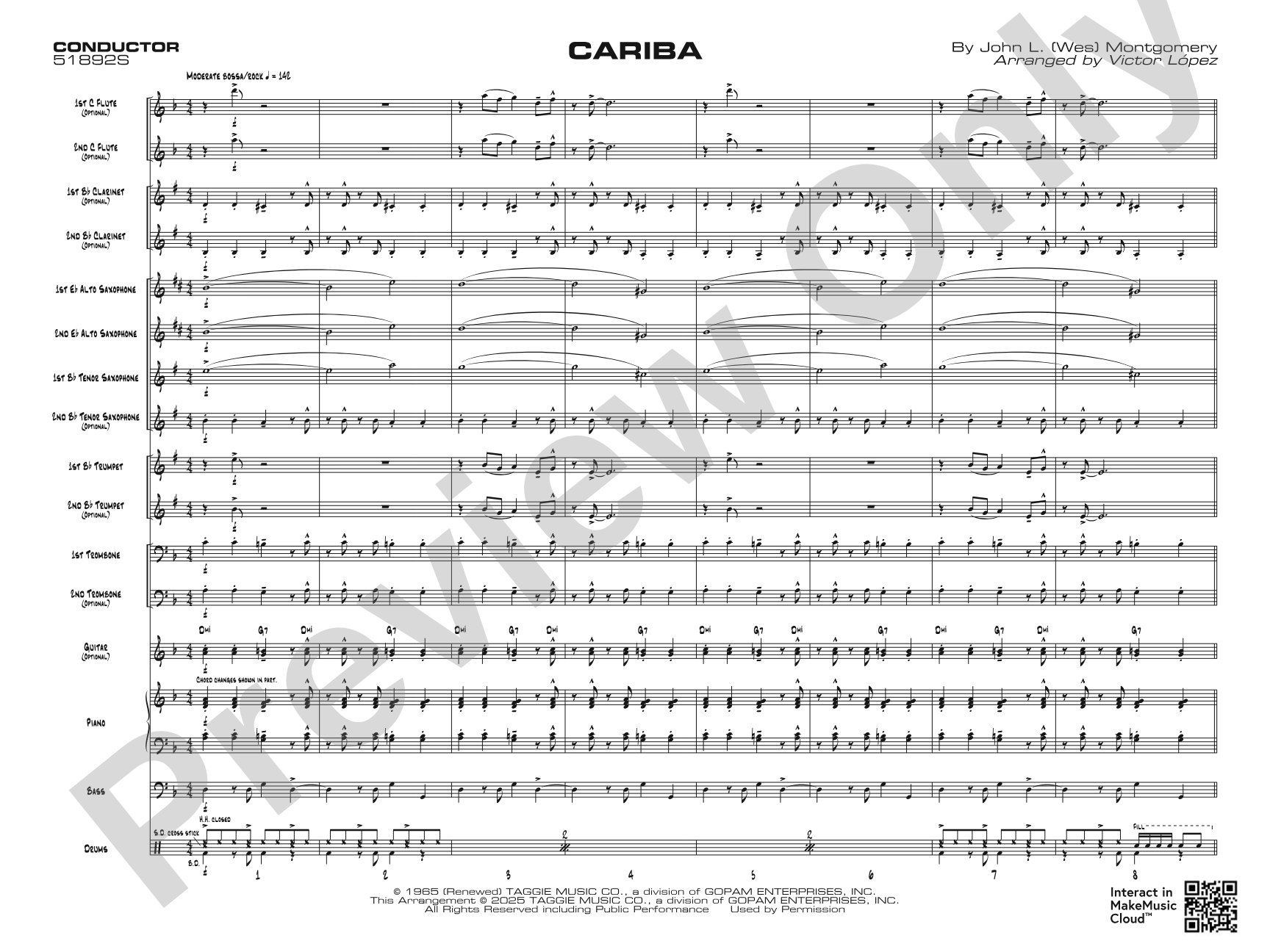 Cariba: Jazz Ensemble Conductor Score & Parts