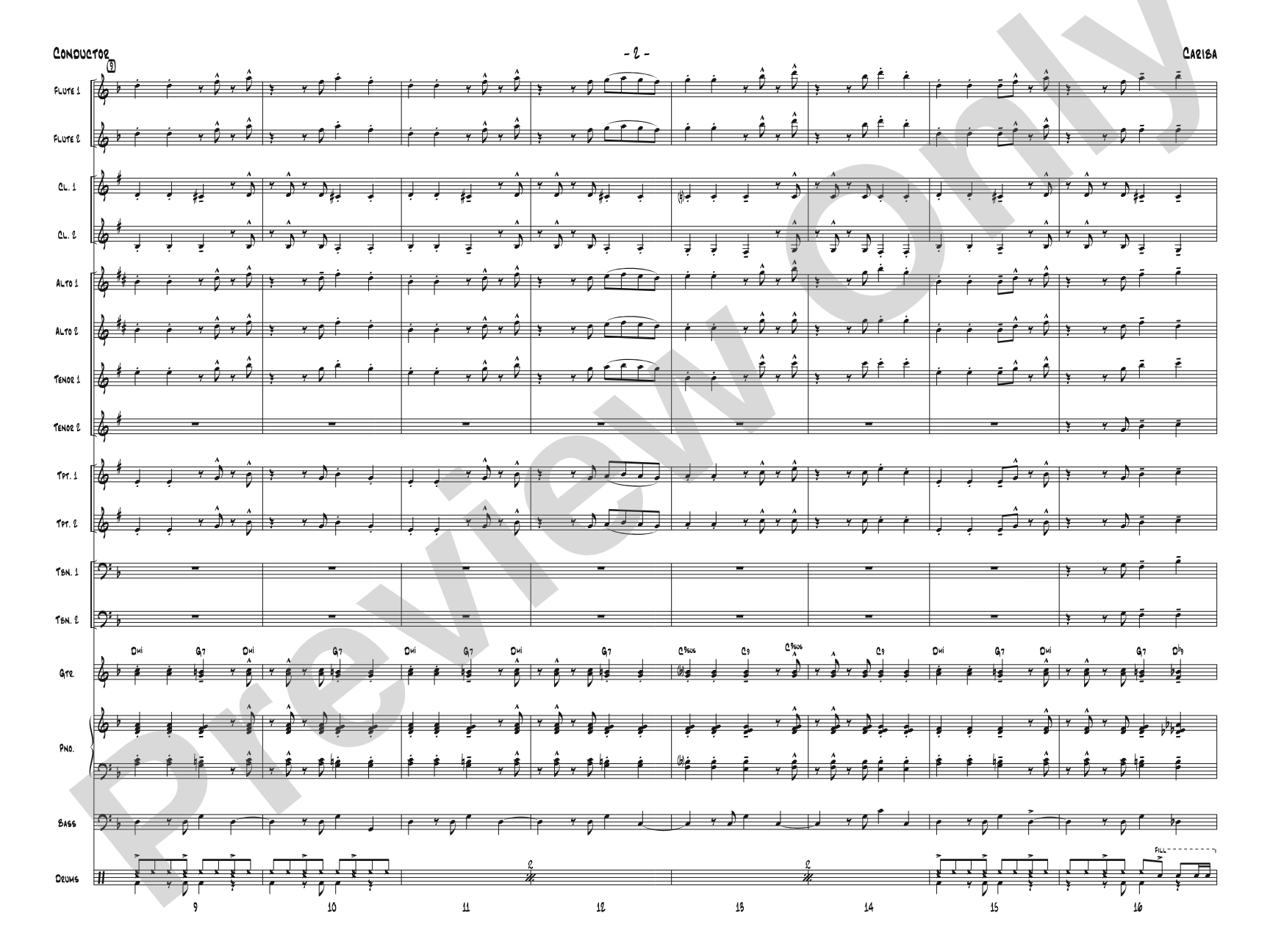Cariba: Jazz Ensemble Conductor Score & Parts