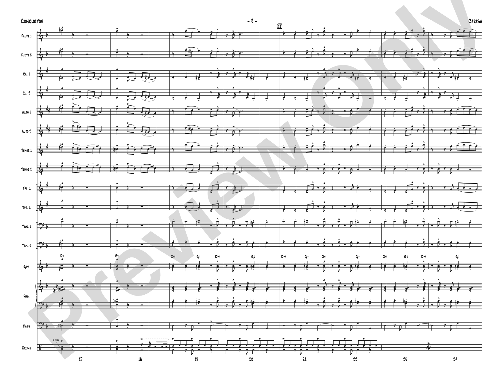 Cariba: Jazz Ensemble Conductor Score & Parts