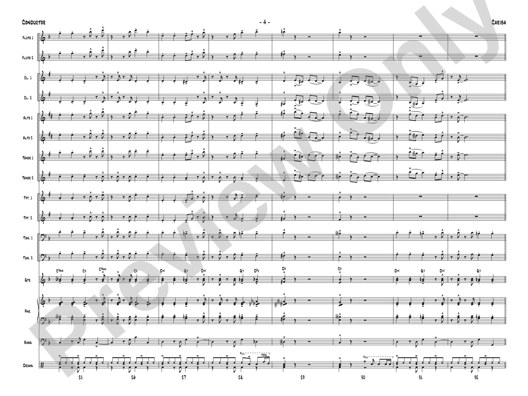 Cariba: Jazz Ensemble Conductor Score & Parts