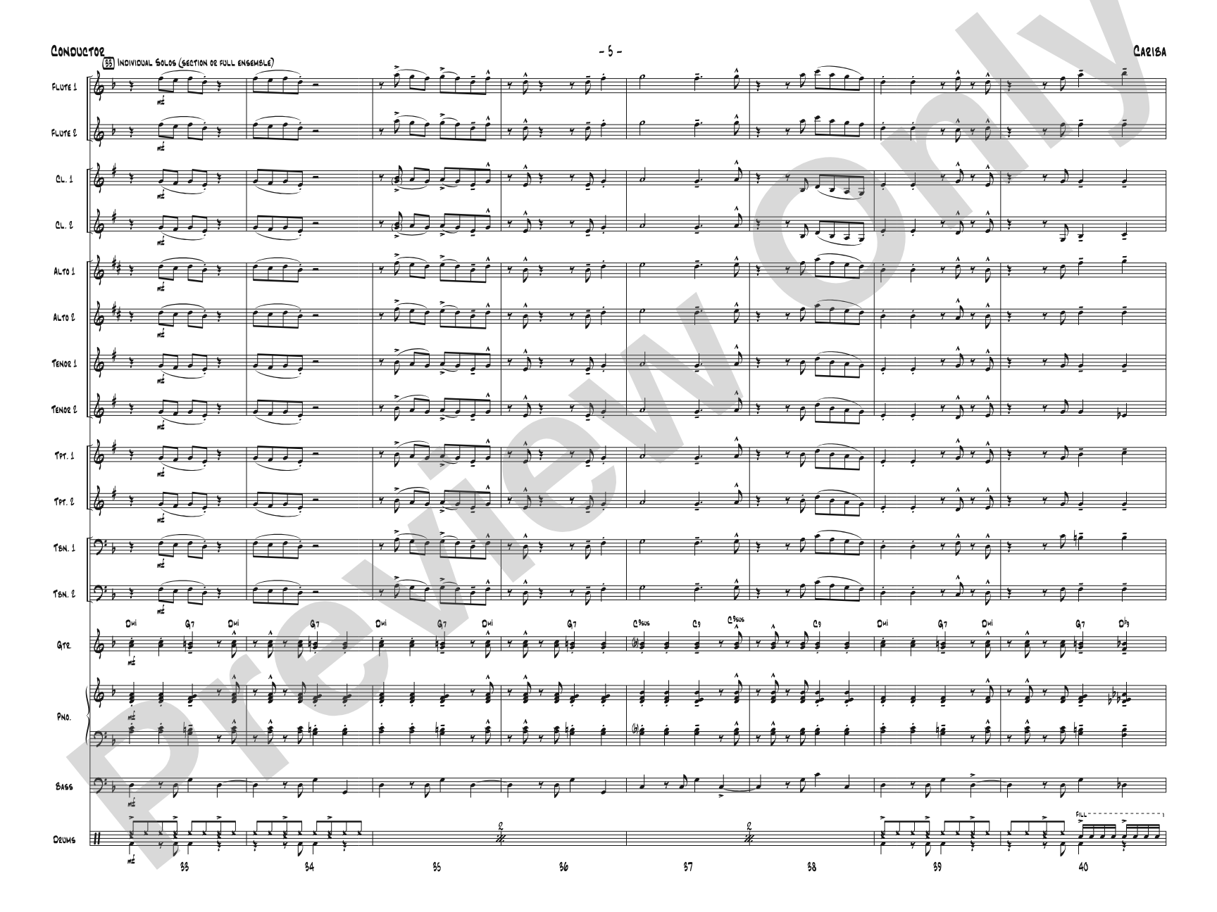 Cariba: Jazz Ensemble Conductor Score & Parts