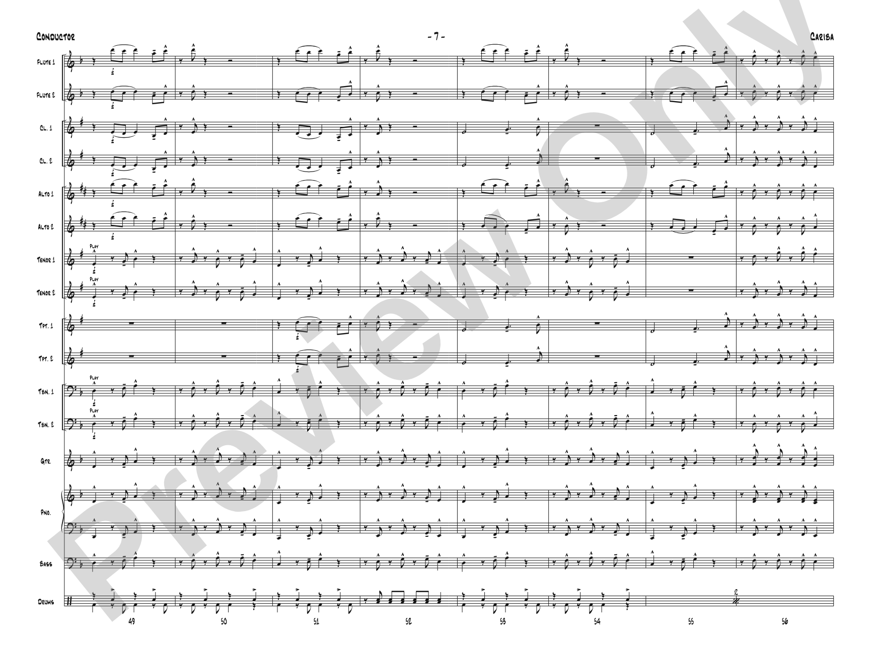 Cariba: Jazz Ensemble Conductor Score & Parts