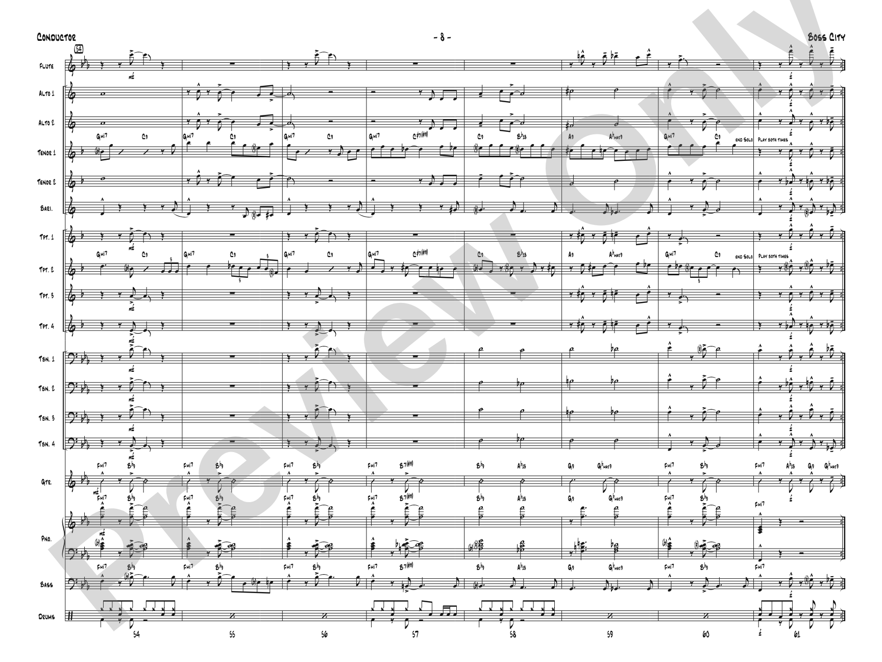 Boss City: Jazz Ensemble Conductor Score & Parts