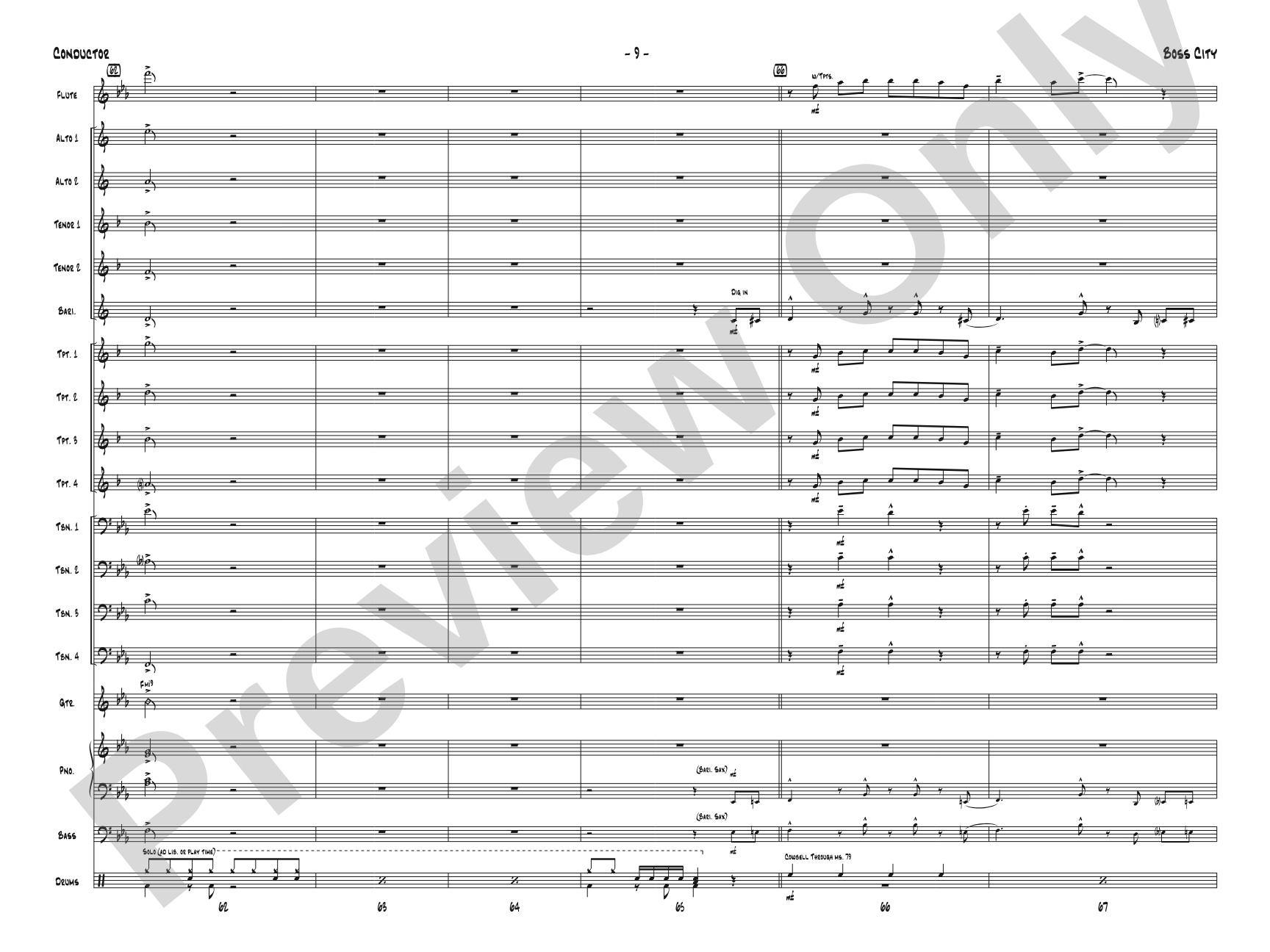 Boss City: Jazz Ensemble Conductor Score & Parts